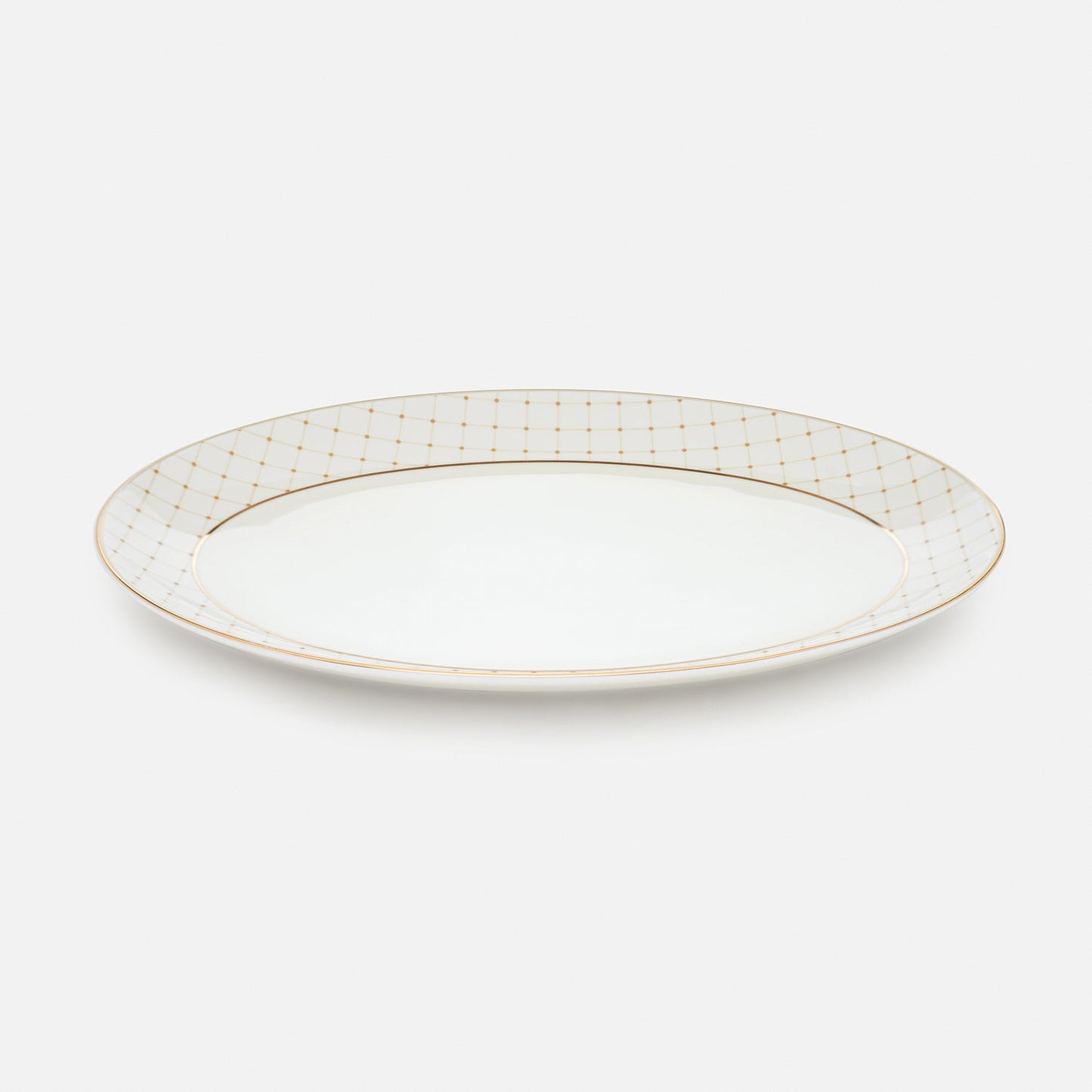 Ivory Ceramic Criss Cross Detail Rice Platter