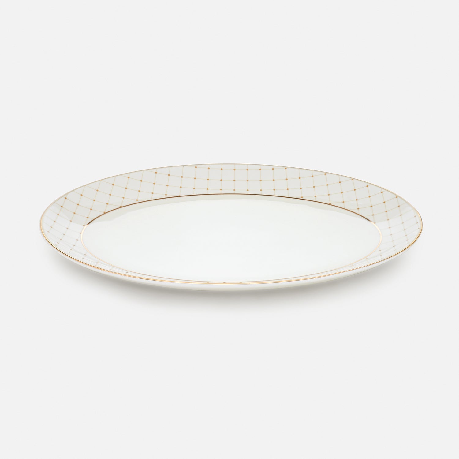 Ivory Ceramic Criss Cross Detail Rice Platter