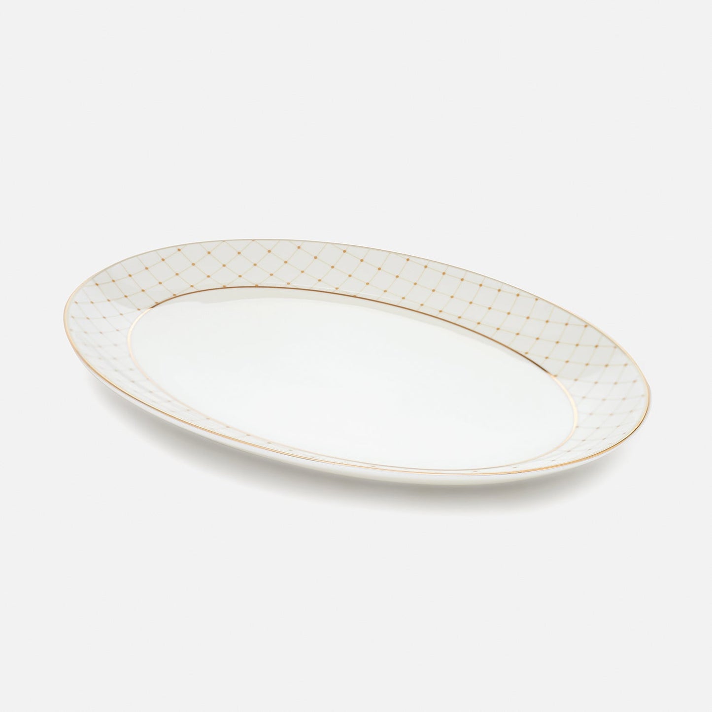 Ivory Ceramic Criss Cross Detail Rice Platter