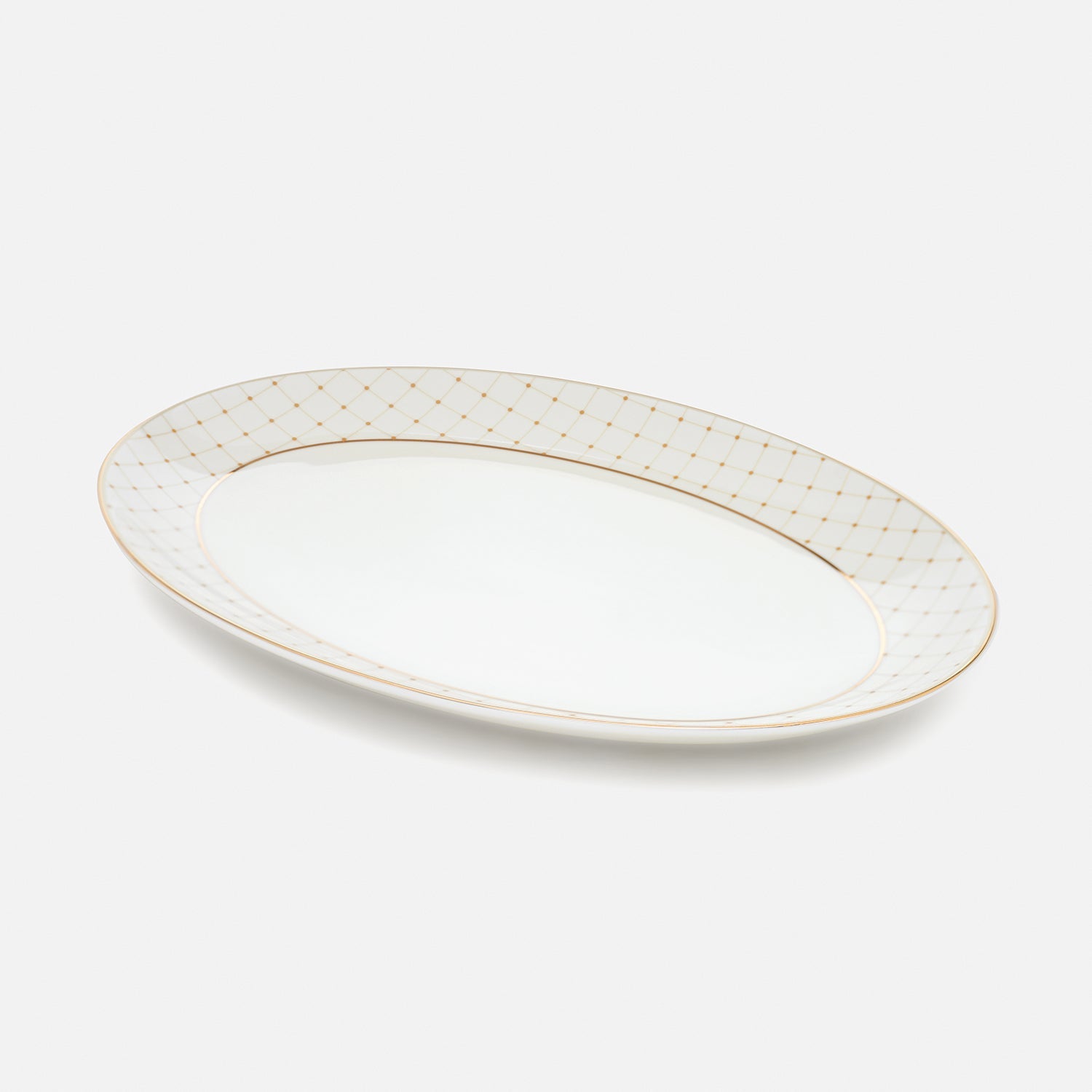 Ivory Ceramic Criss Cross Detail Rice Platter