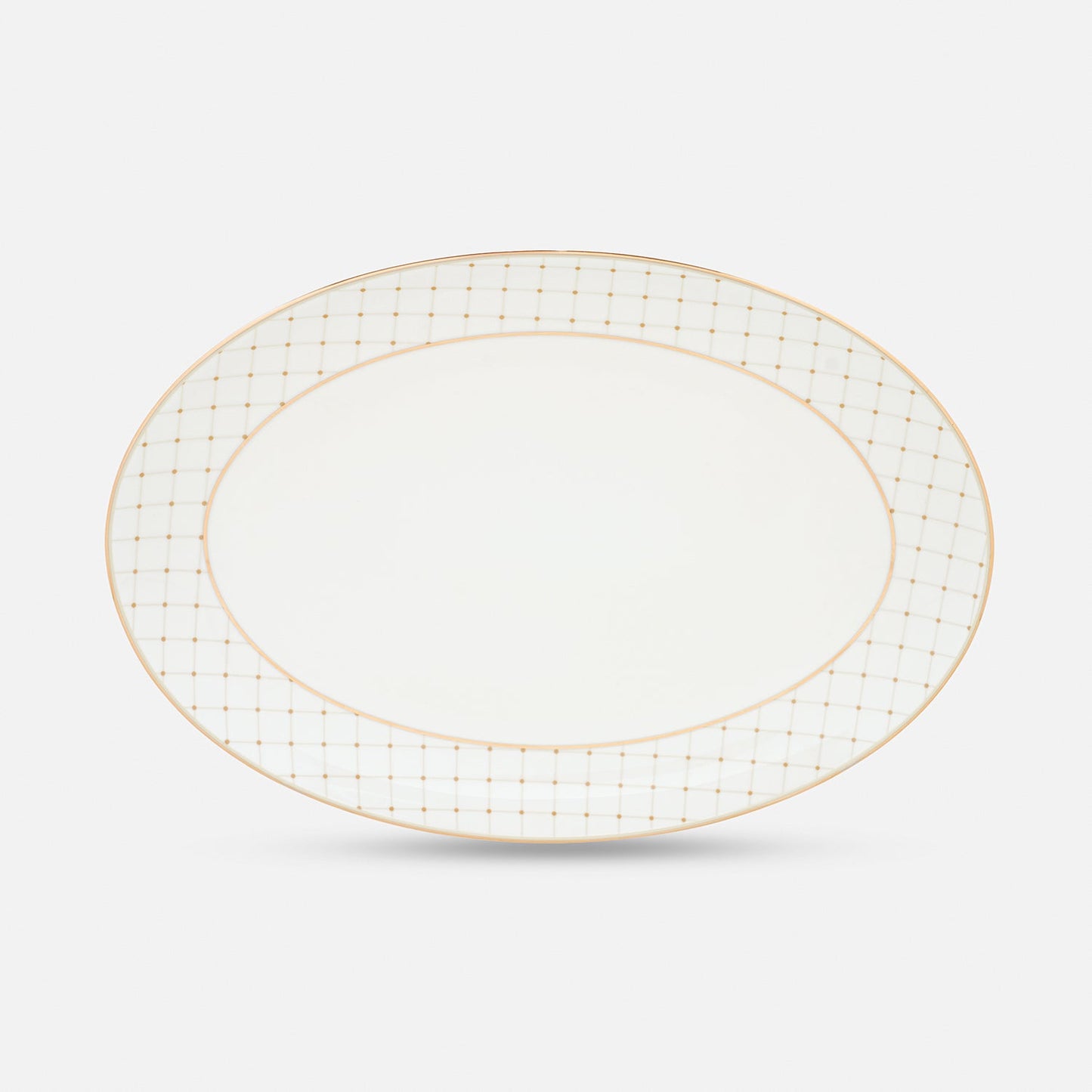Ivory Ceramic Criss Cross Detail Rice Platter