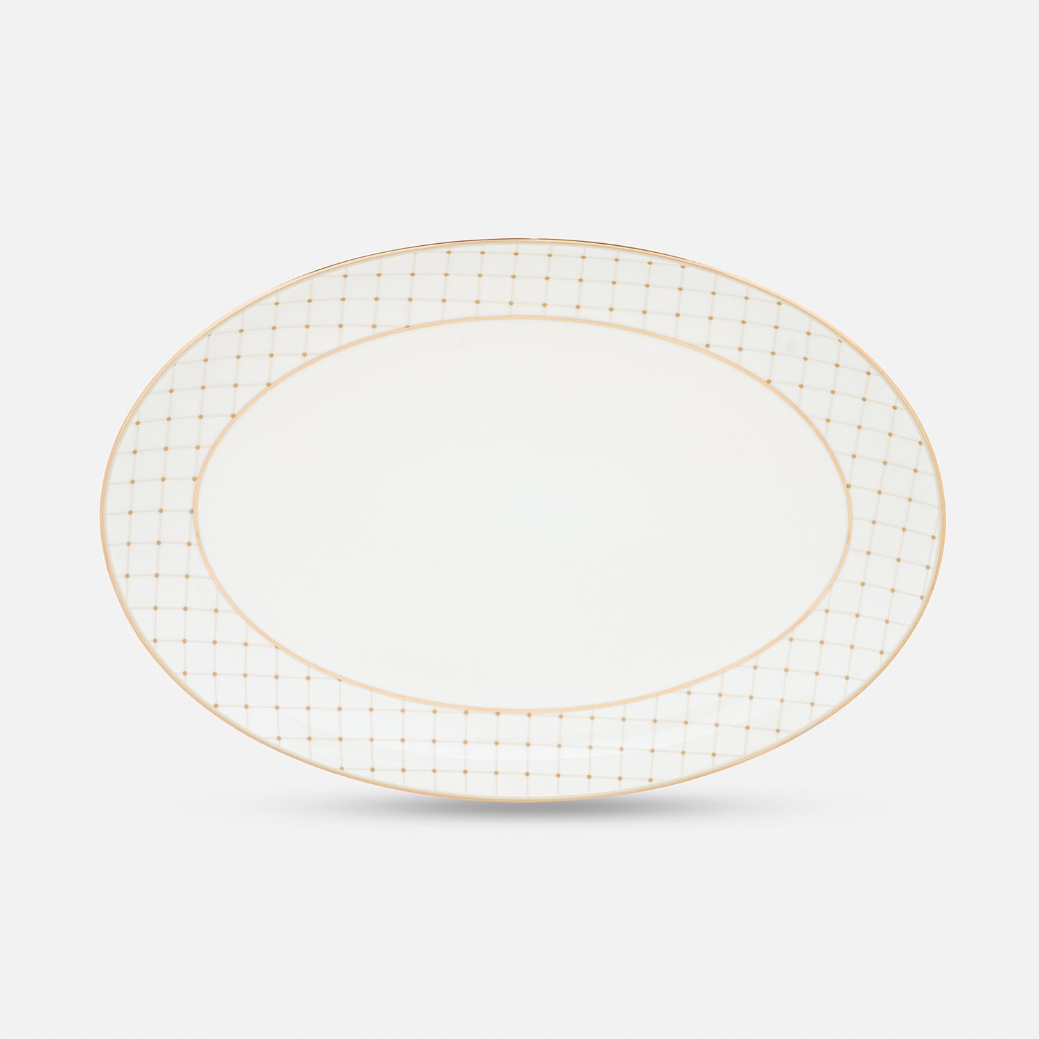 Ivory Ceramic Criss Cross Detail Rice Platter