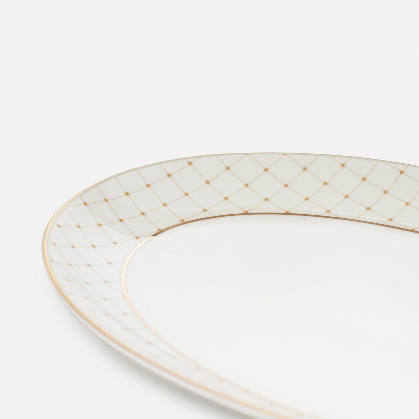 Ivory Ceramic Criss Cross Detail Rice Platter