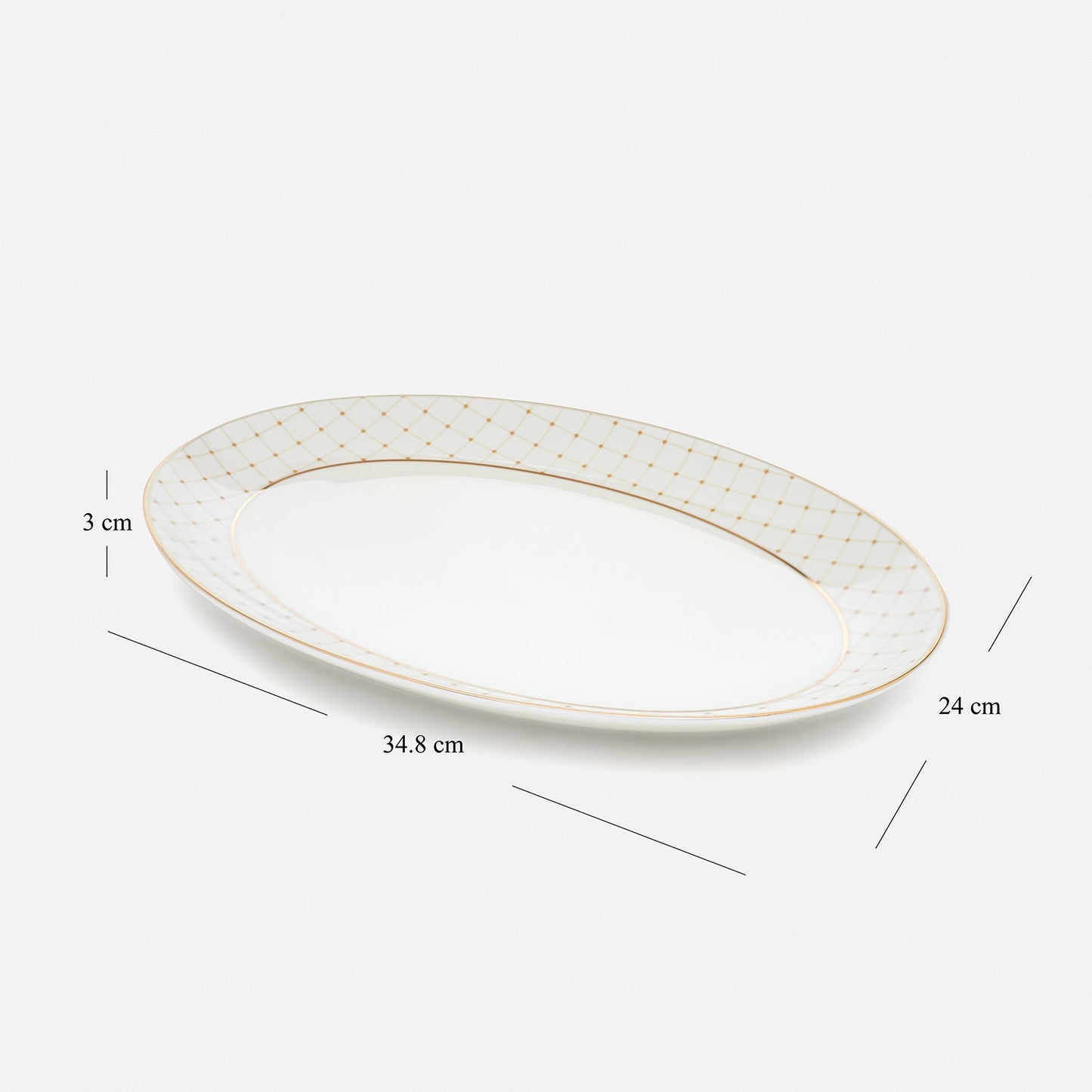 Ivory Ceramic Criss Cross Detail Rice Platter
