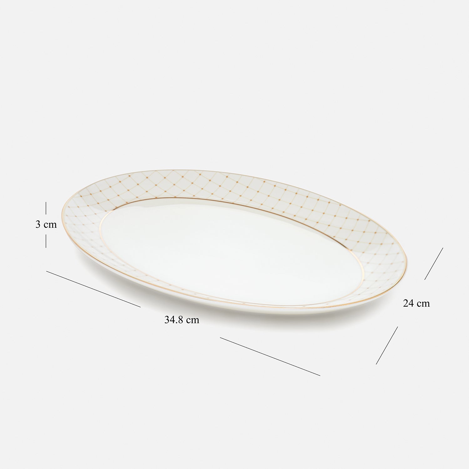 Ivory Ceramic Criss Cross Detail Rice Platter