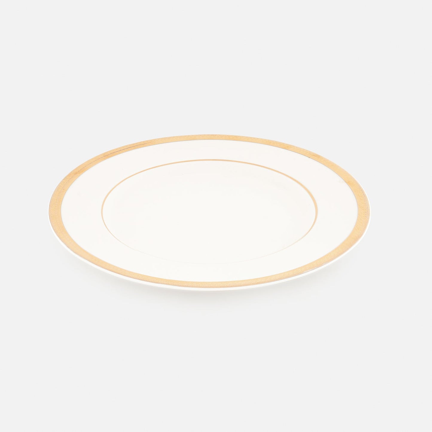 Set of 2 White Gold Rim Ceramic Dessert Plates