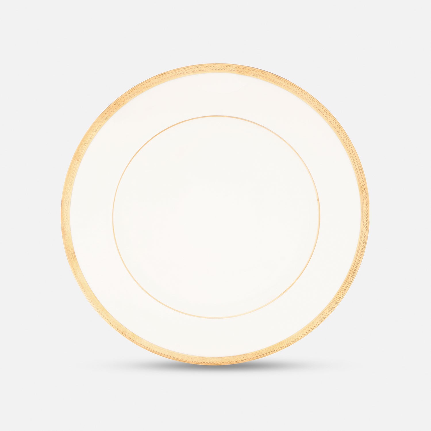 Set of 2 White Gold Rim Ceramic Dessert Plates
