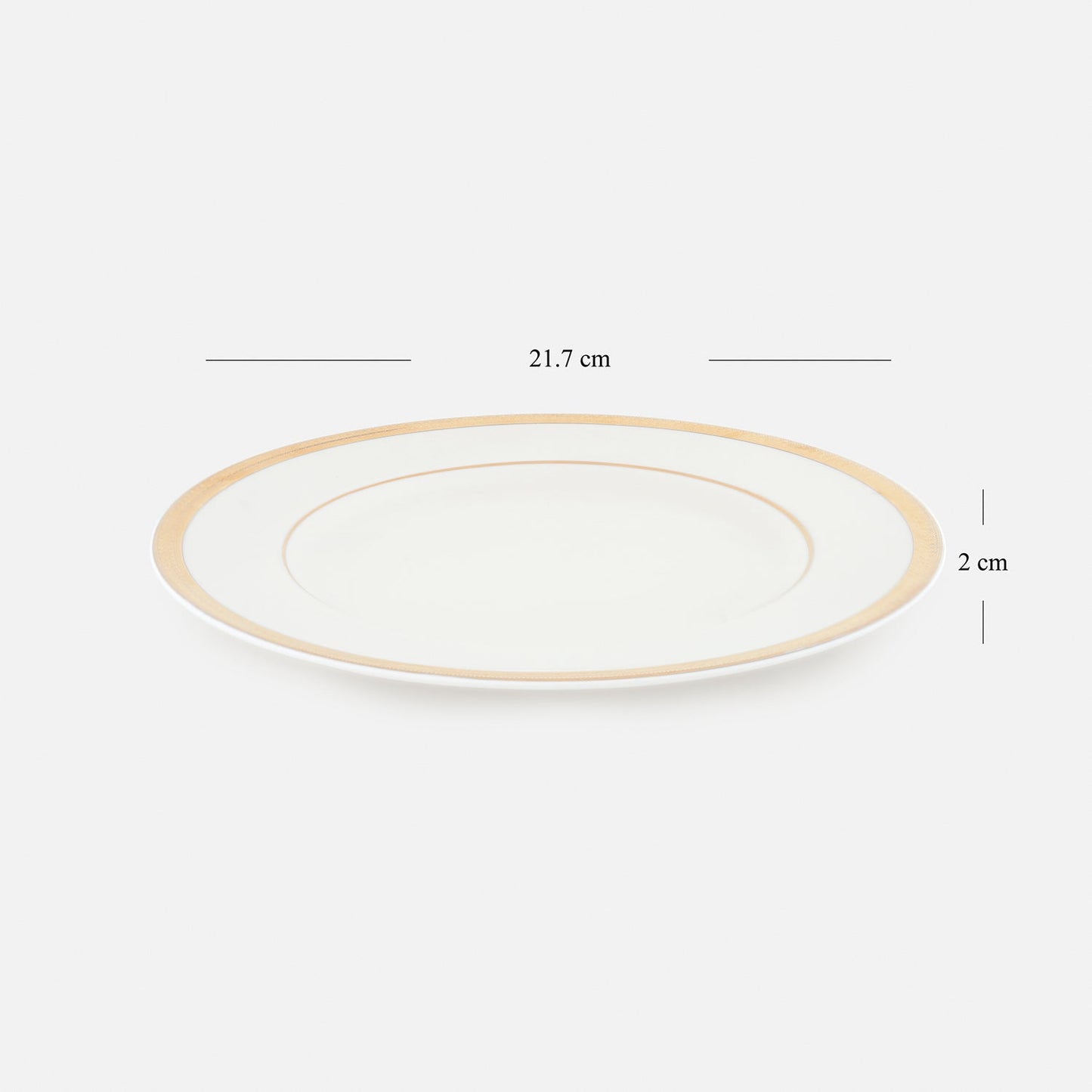 Set of 2 White Gold Rim Ceramic Dessert Plates