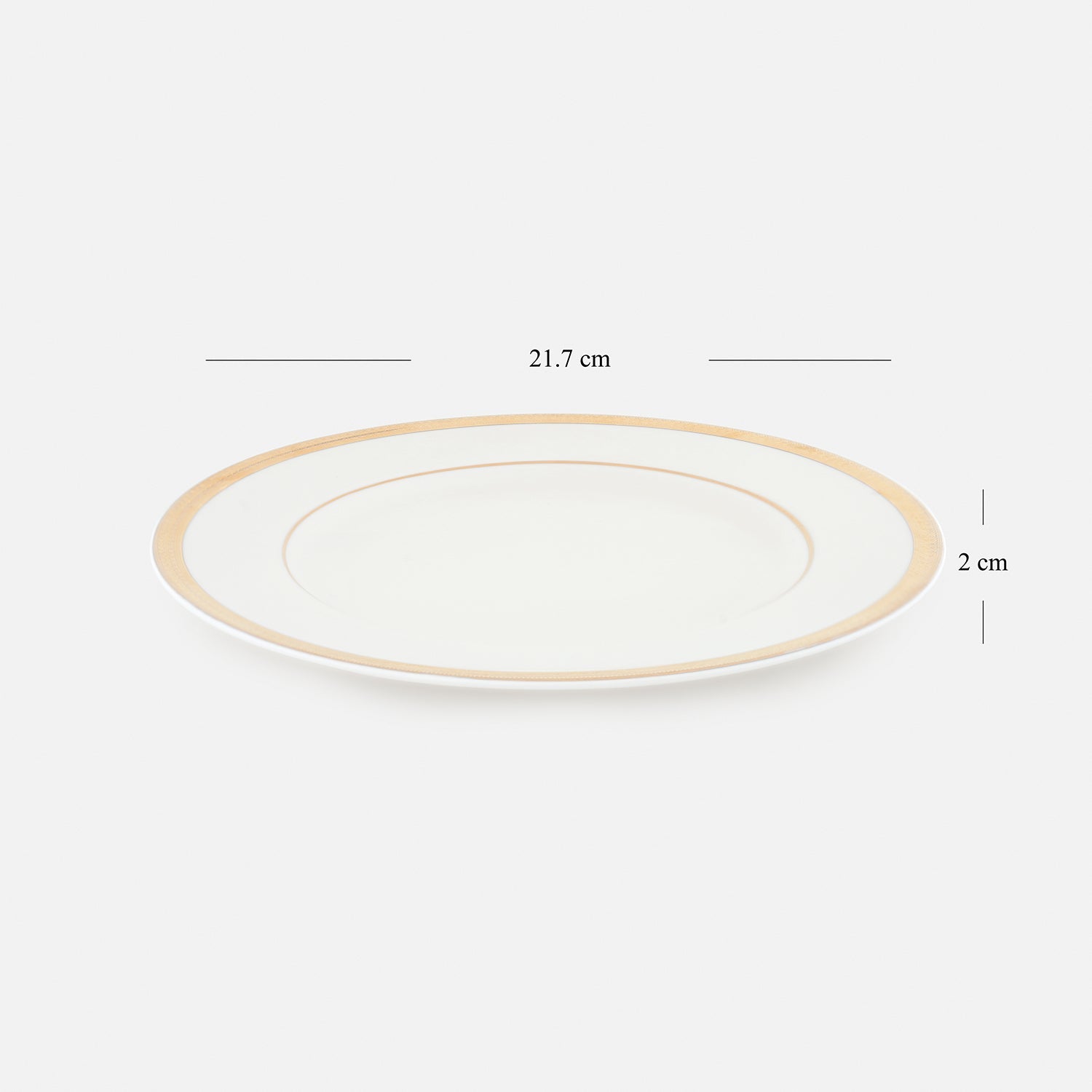Set of 2 White Gold Rim Ceramic Dessert Plates