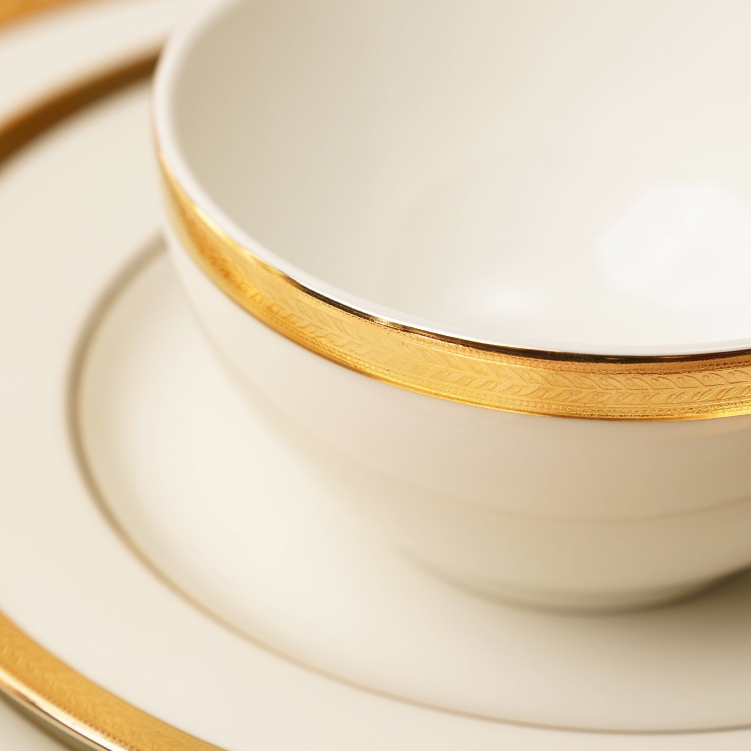 Set of 2 White Gold Rim Ceramic Side Bowls