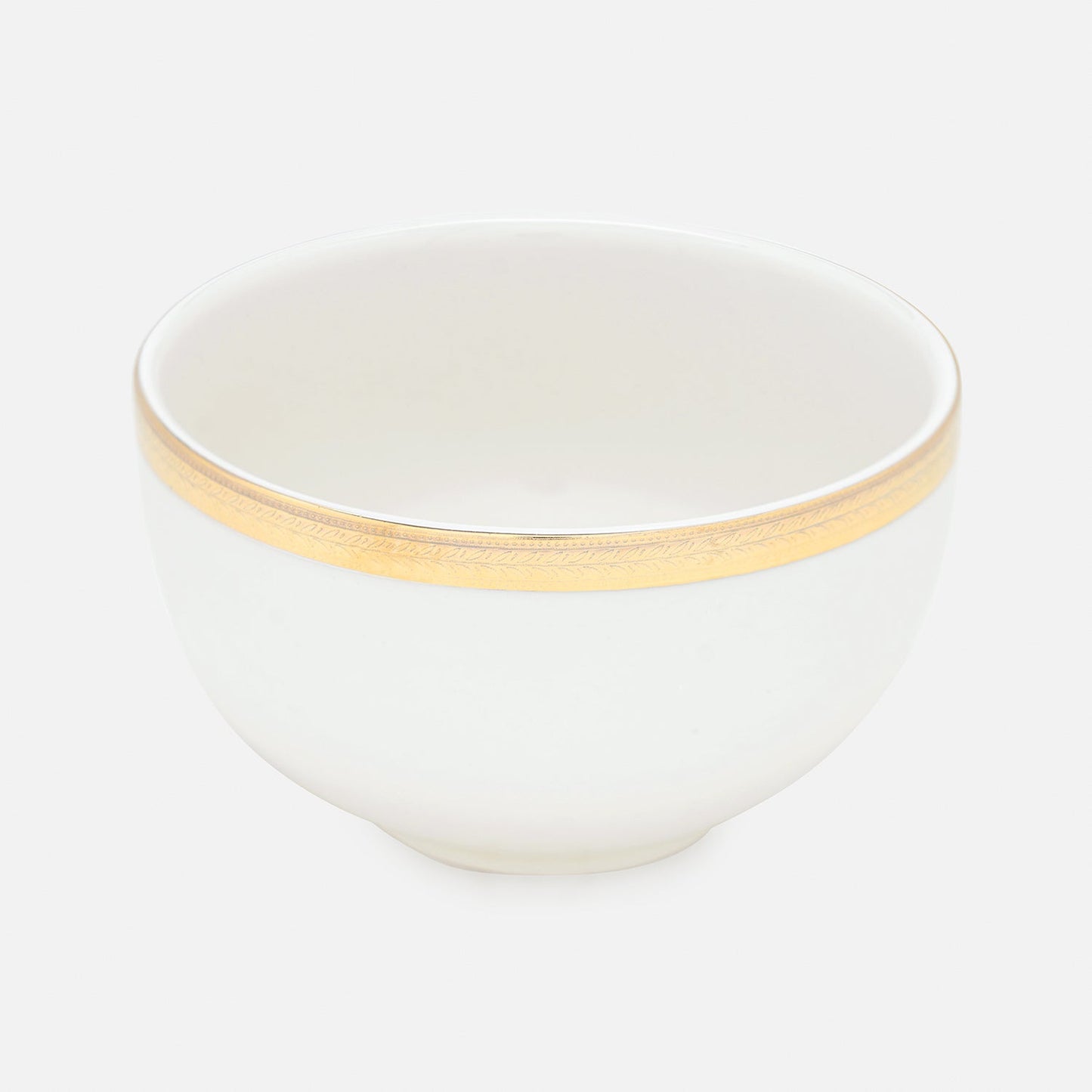 Set of 2 White Gold Rim Ceramic Side Bowls