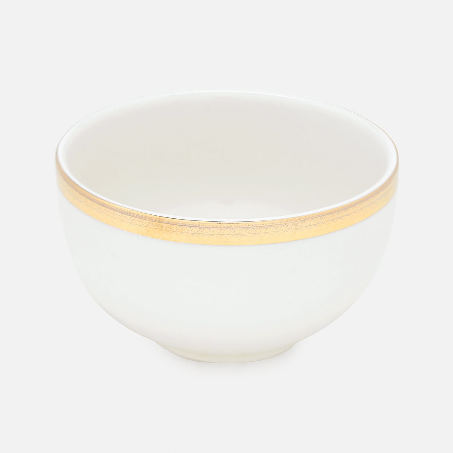 Set of 2 White Gold Rim Ceramic Side Bowls