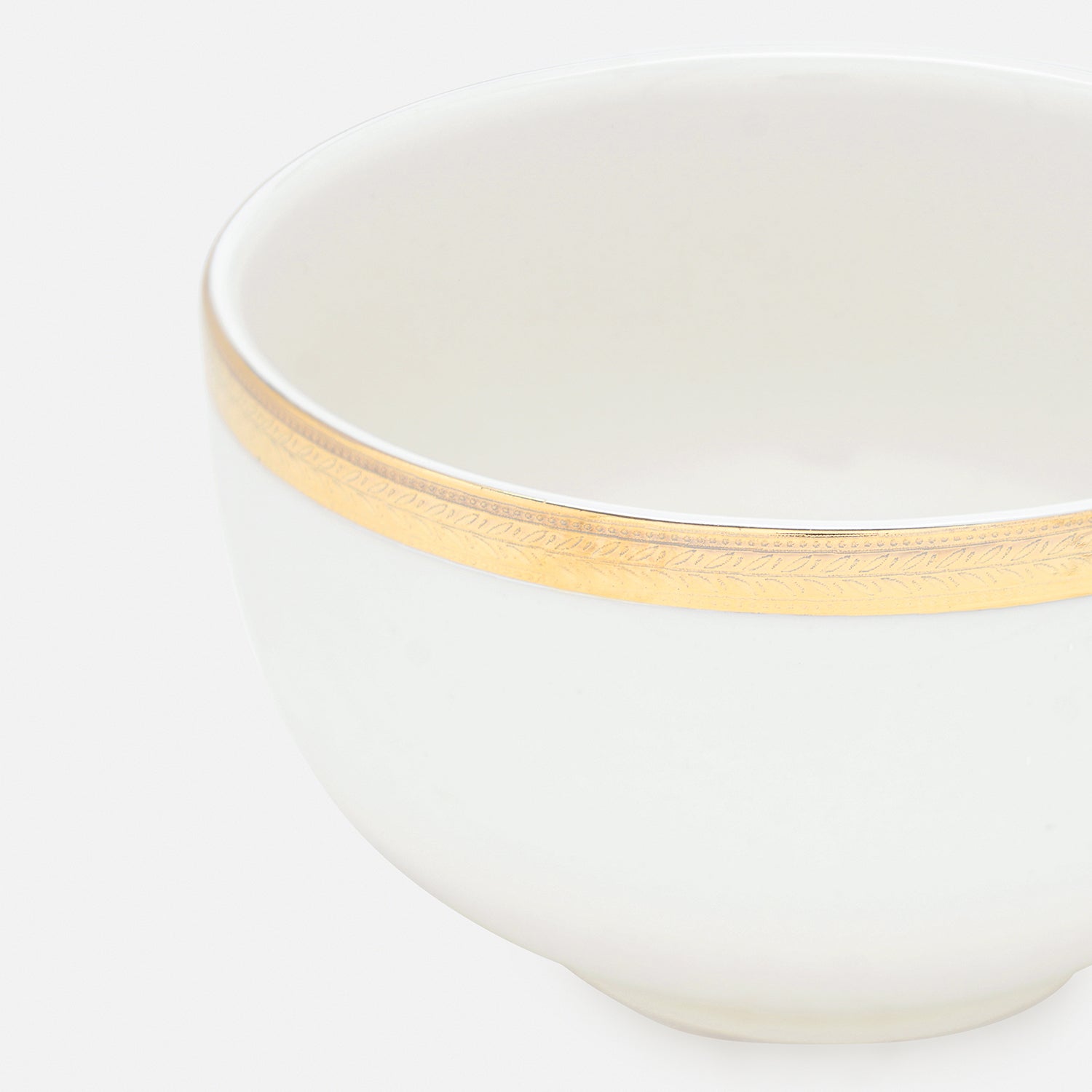 Set of 2 White Gold Rim Ceramic Side Bowls