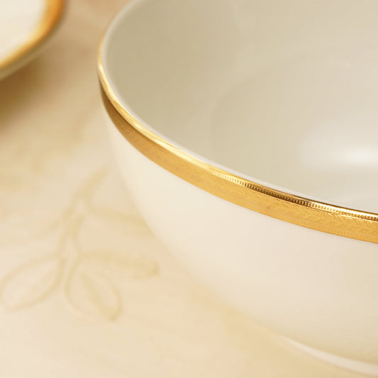 White Gold Rim Ceramic Serving Bowl