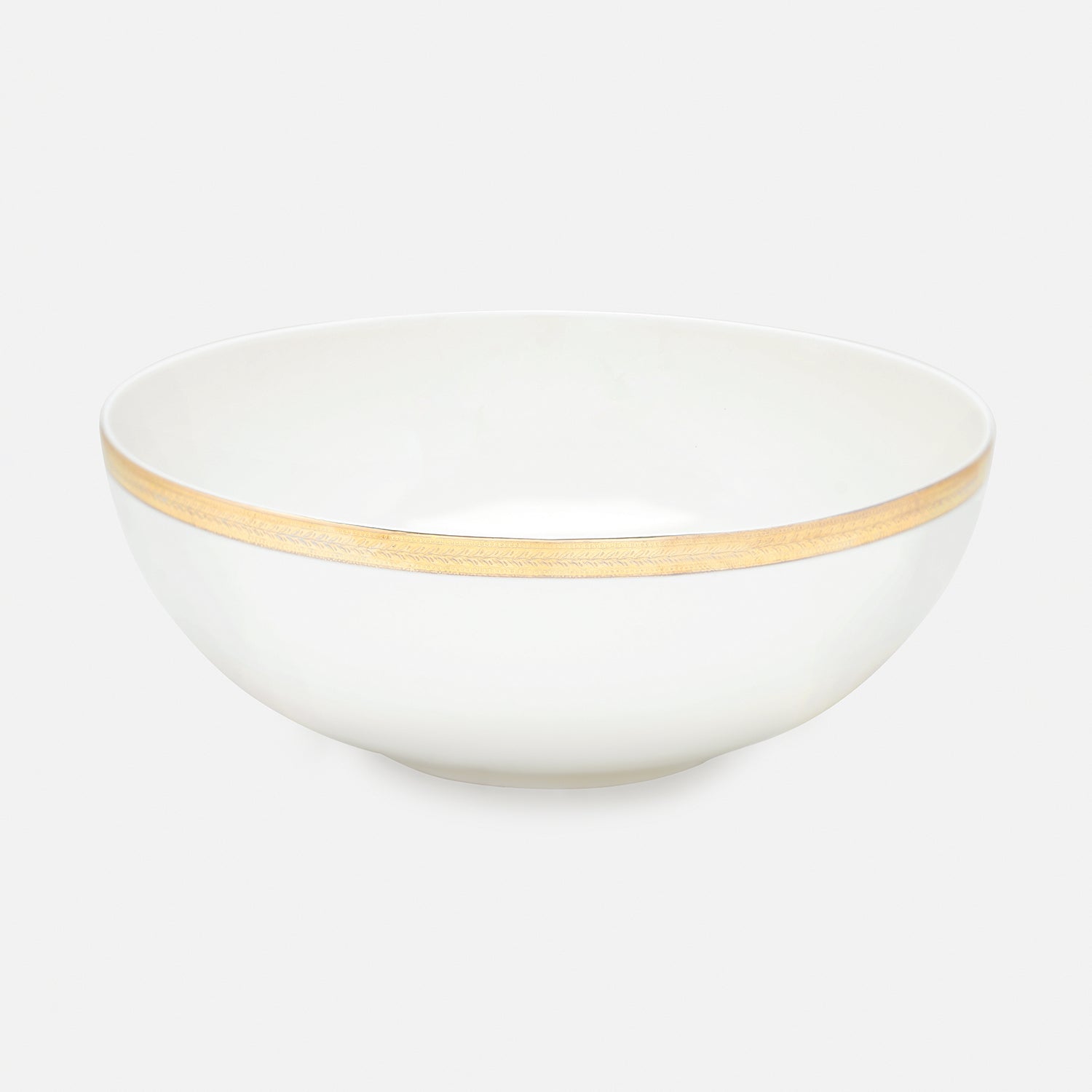 White Gold Rim Ceramic Serving Bowl