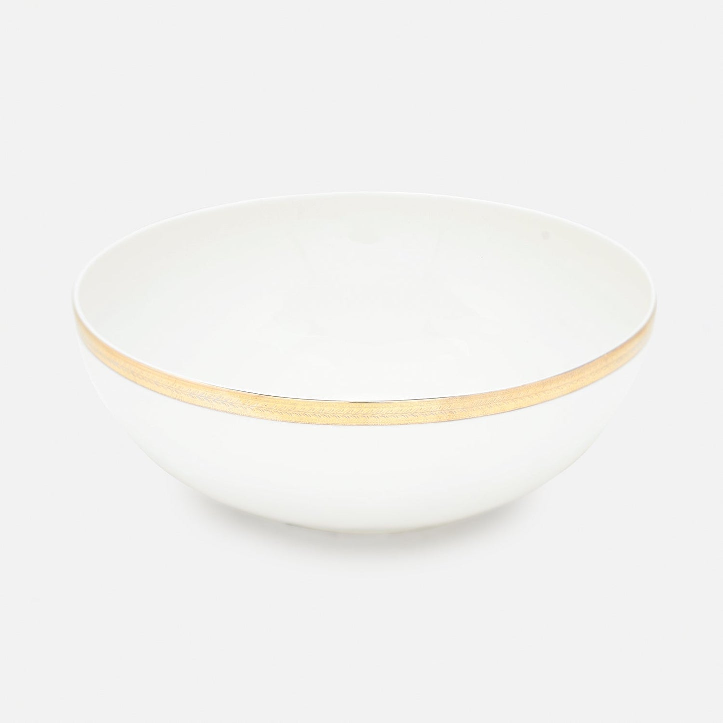 White Gold Rim Ceramic Serving Bowl