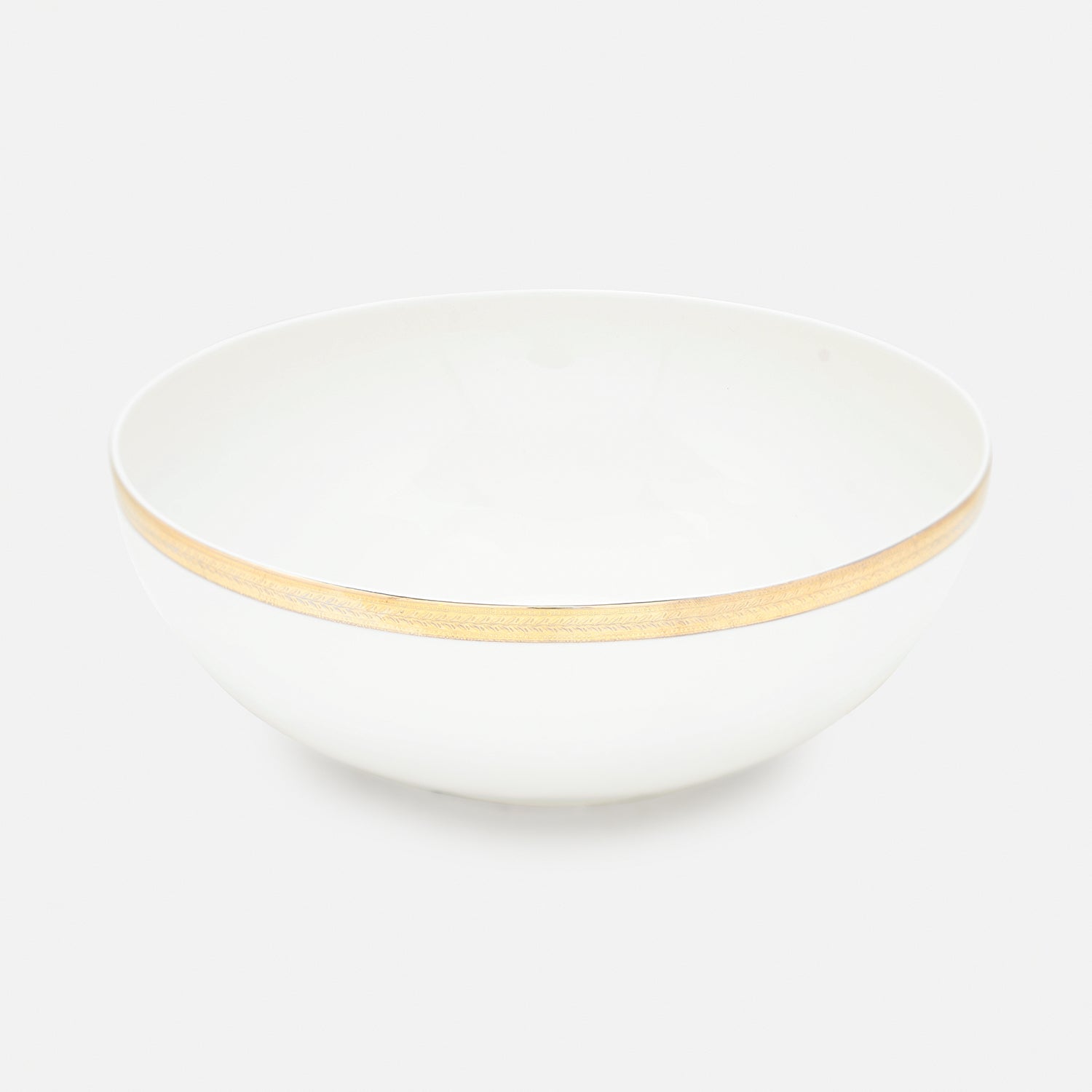 White Gold Rim Ceramic Serving Bowl
