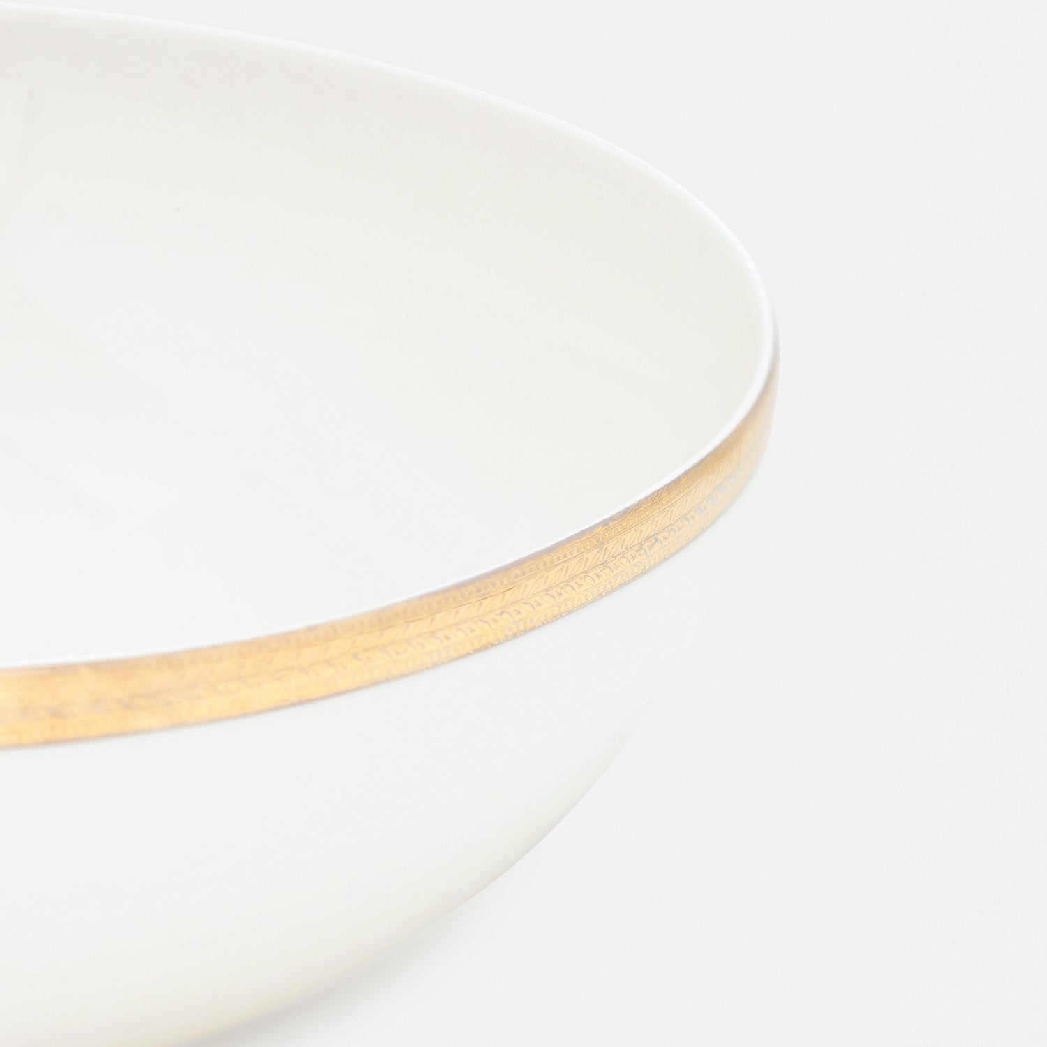 White Gold Rim Ceramic Serving Bowl