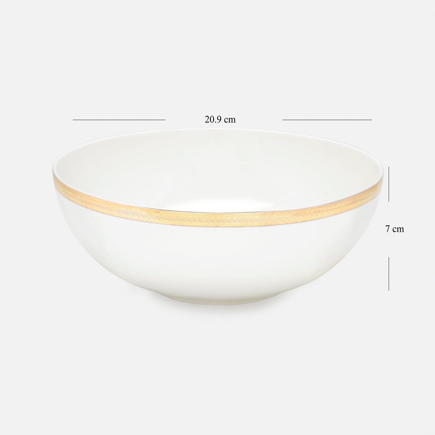 White Gold Rim Ceramic Serving Bowl