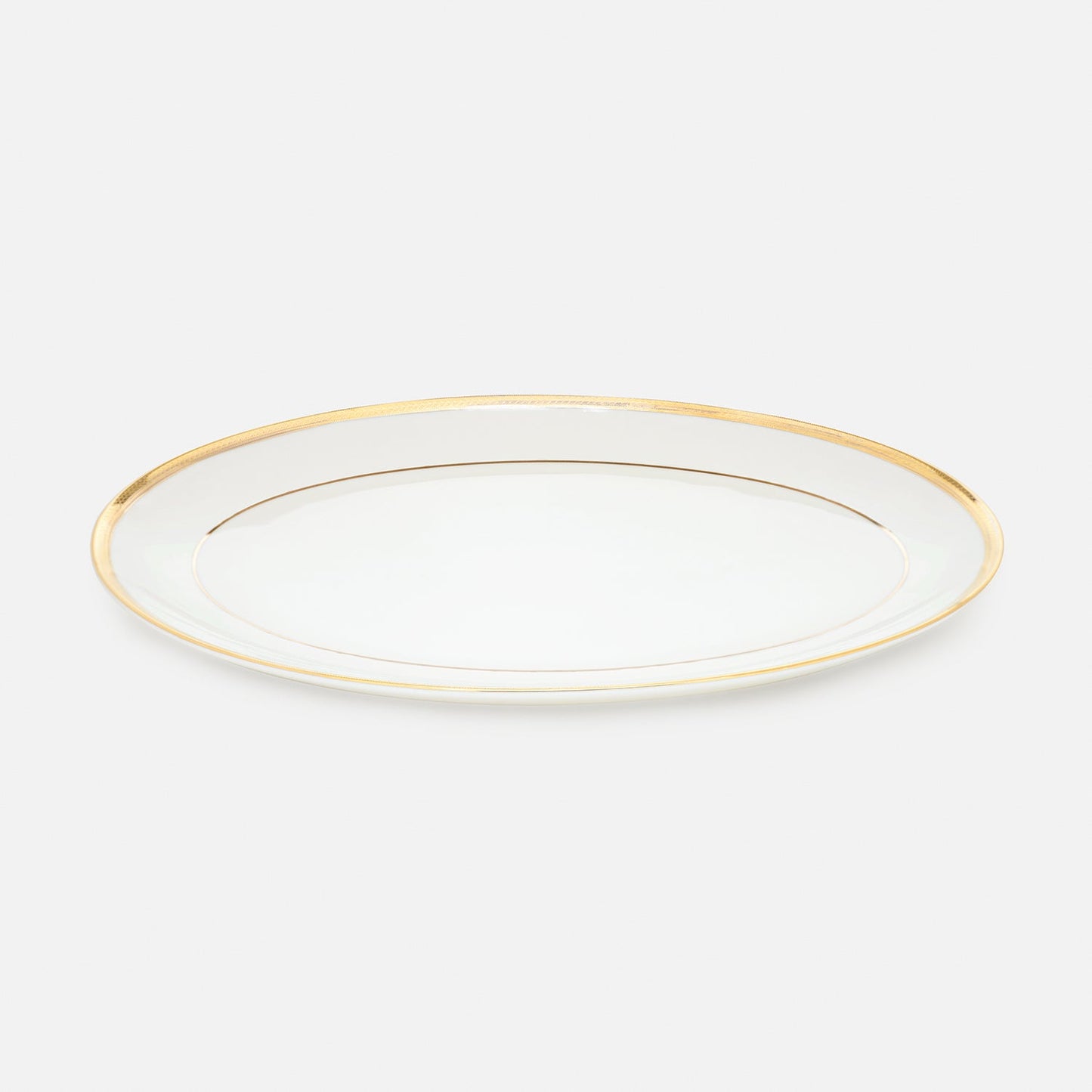White Gold Rim Ceramic Rice Platter