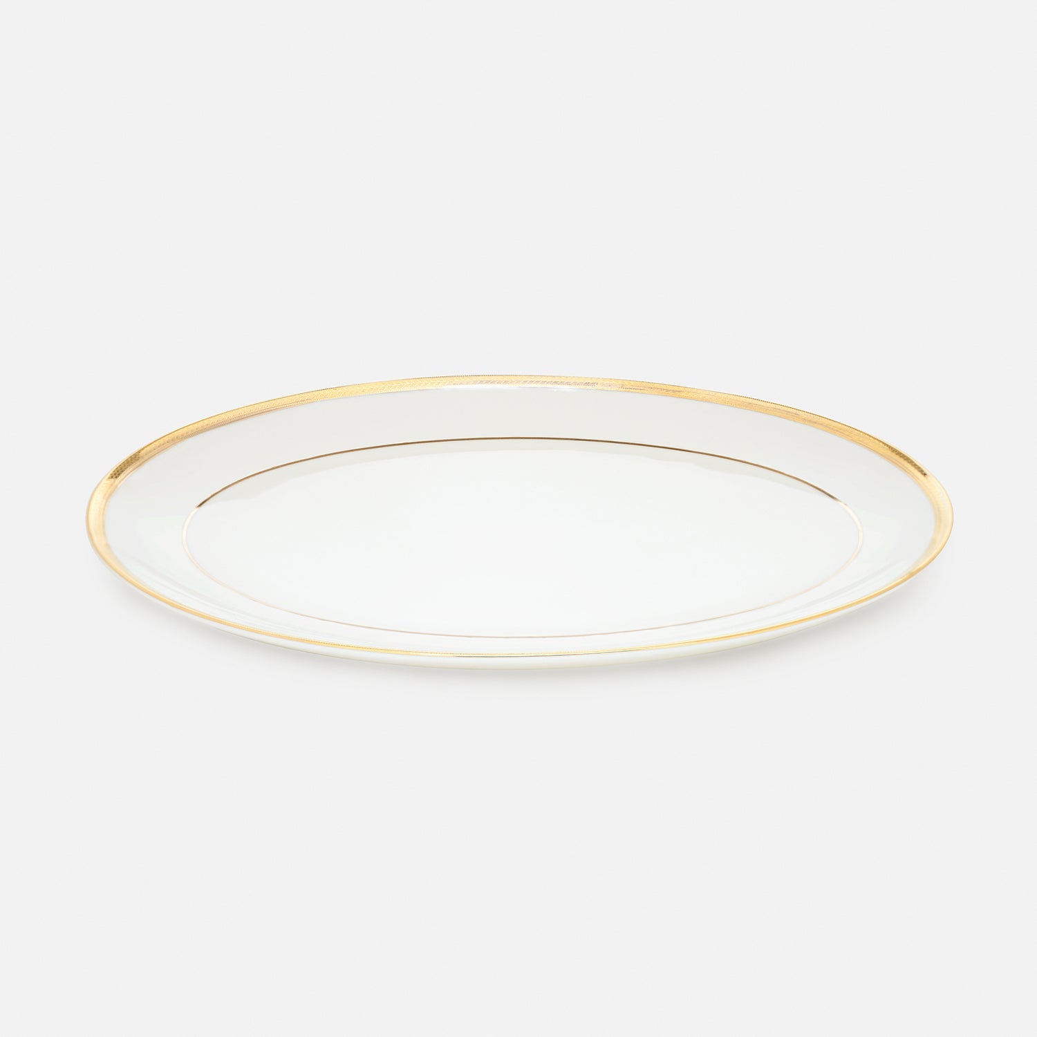 White Gold Rim Ceramic Rice Platter