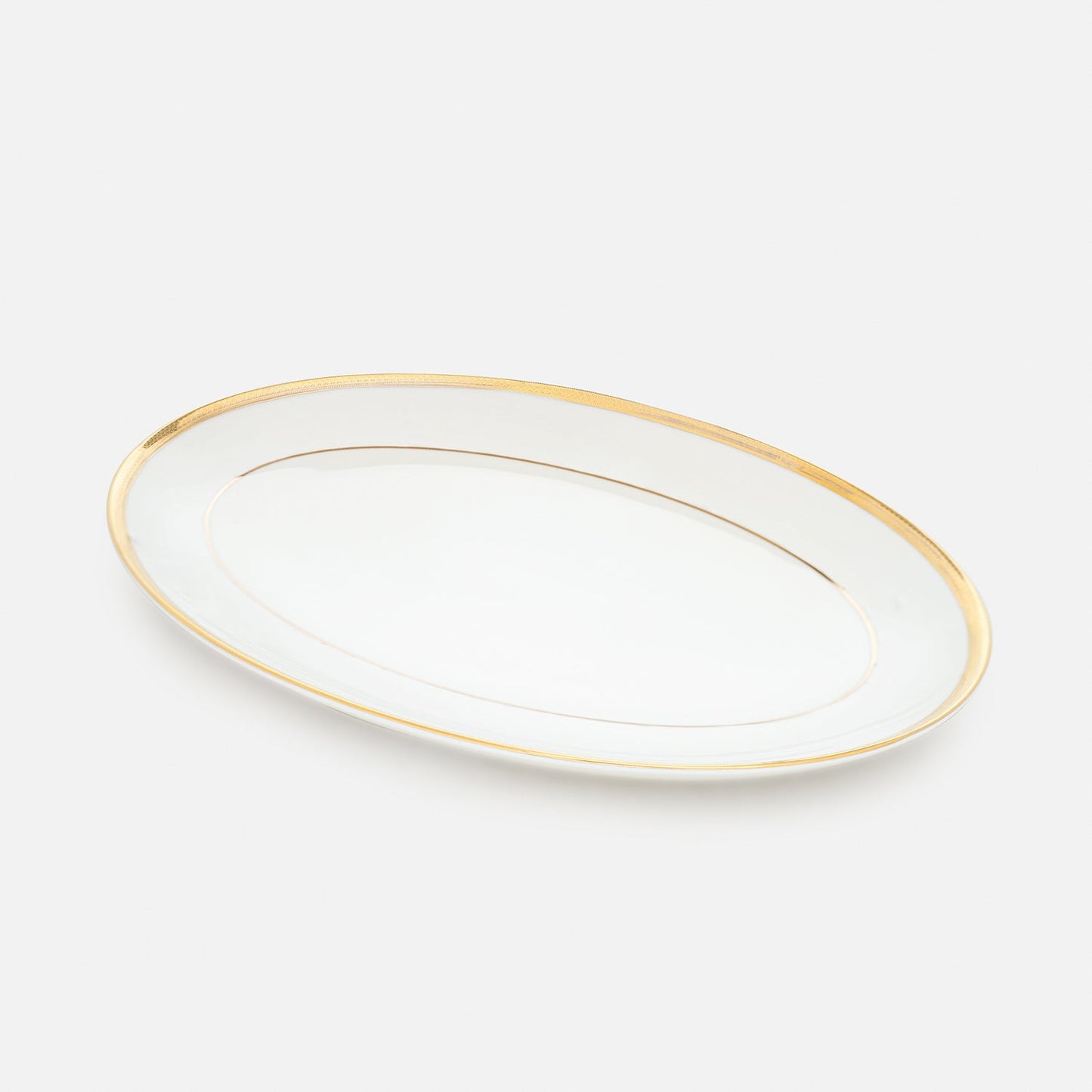 White Gold Rim Ceramic Rice Platter