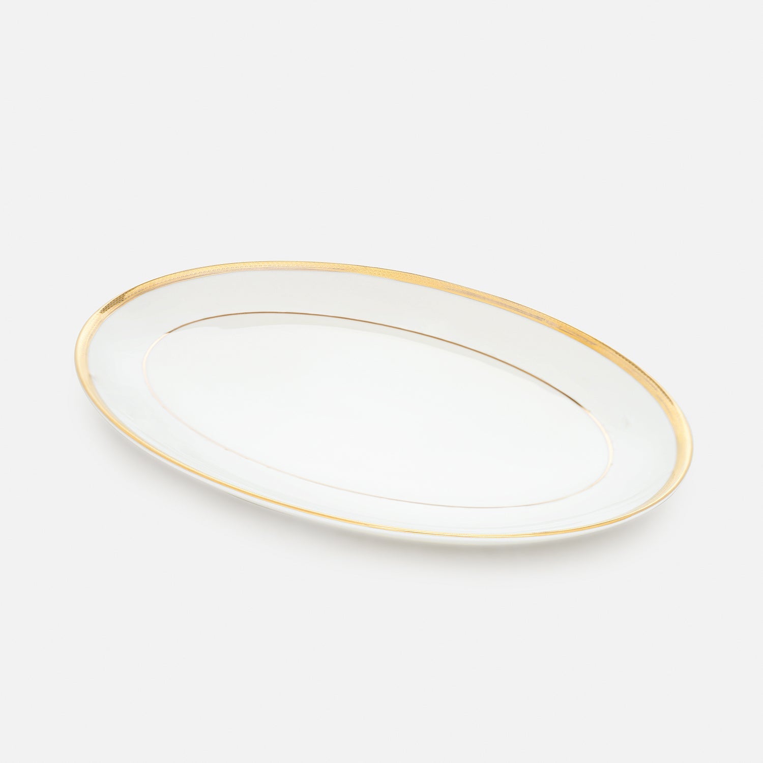 White Gold Rim Ceramic Rice Platter