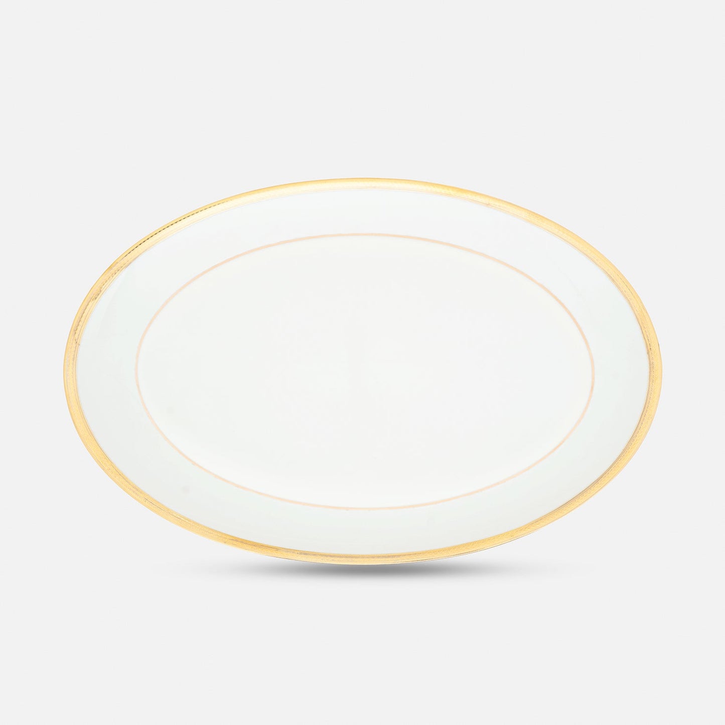 White Gold Rim Ceramic Rice Platter