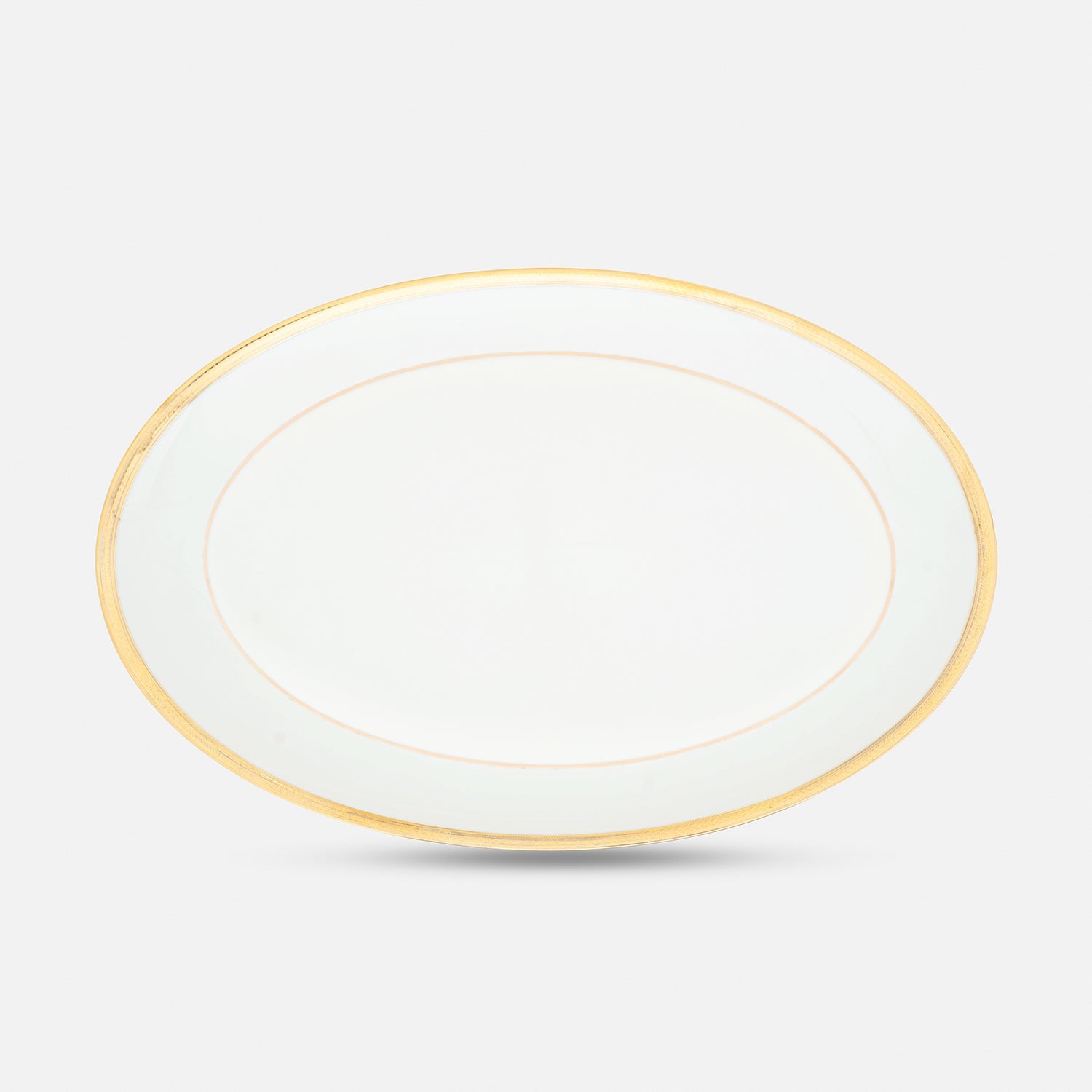 White Gold Rim Ceramic Rice Platter