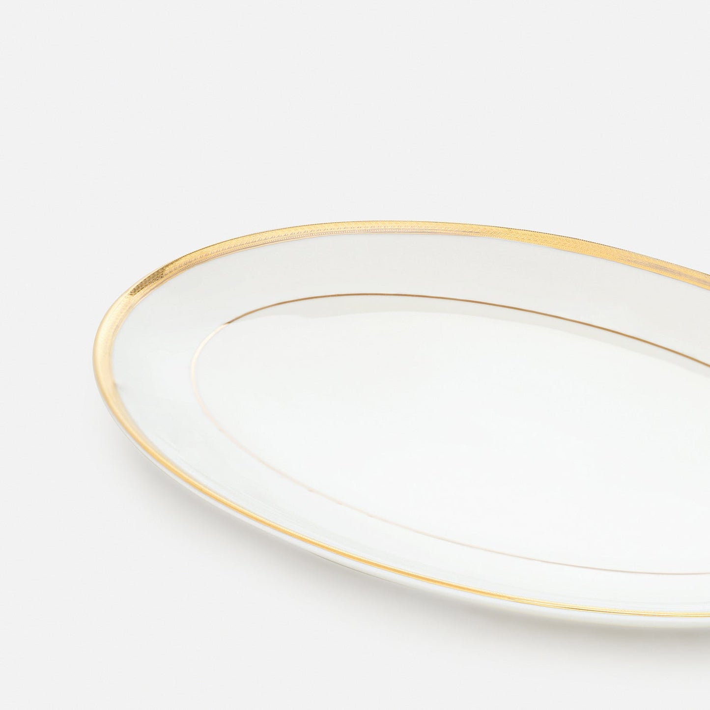 White Gold Rim Ceramic Rice Platter