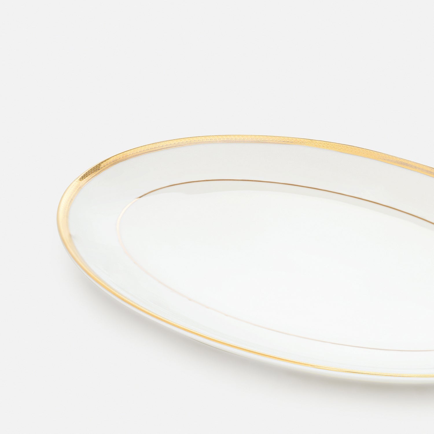 White Gold Rim Ceramic Rice Platter