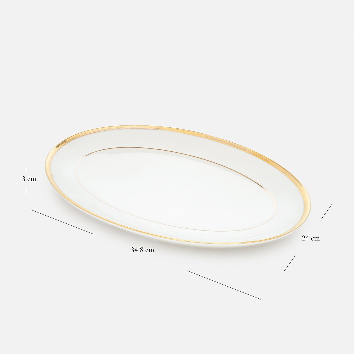 White Gold Rim Ceramic Rice Platter