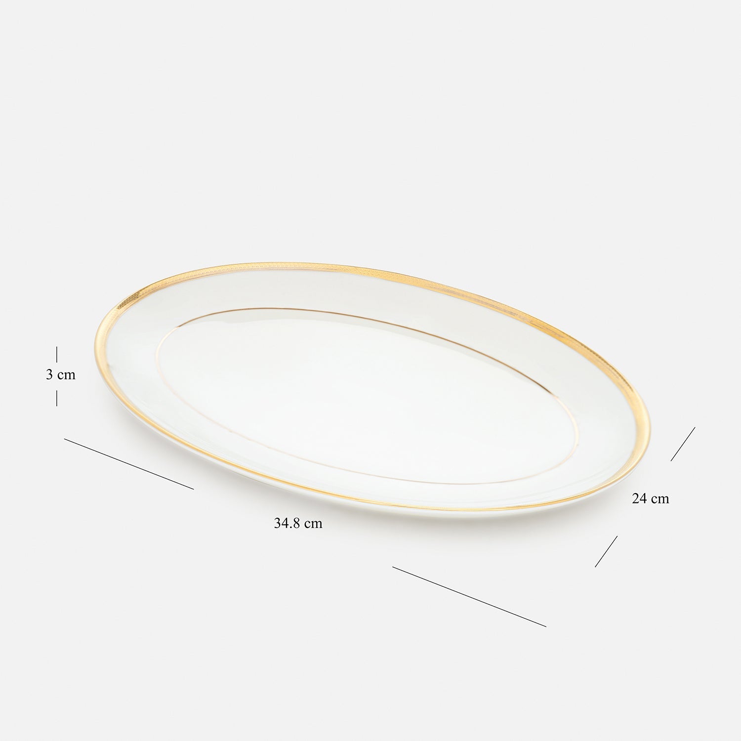 White Gold Rim Ceramic Rice Platter