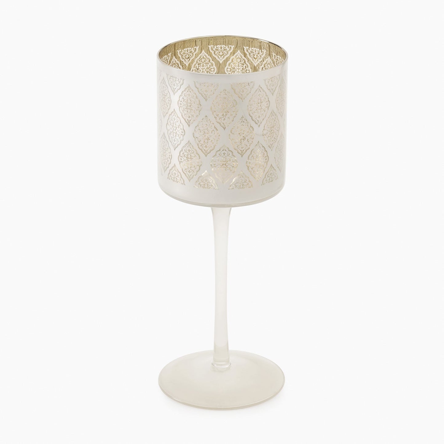 Peral Pattern Glass Stem Candle Holder - Medium