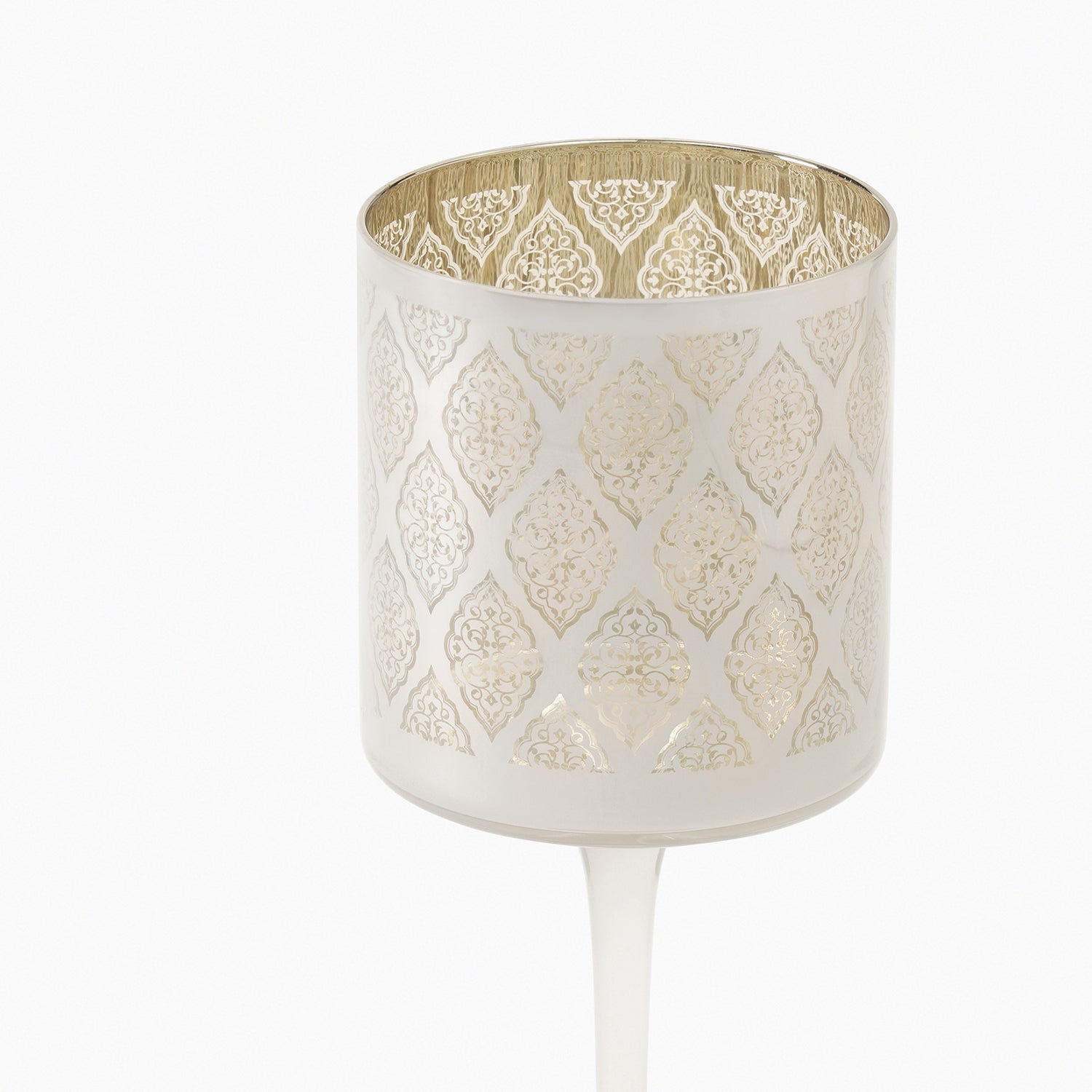 Peral Pattern Glass Stem Candle Holder - Medium