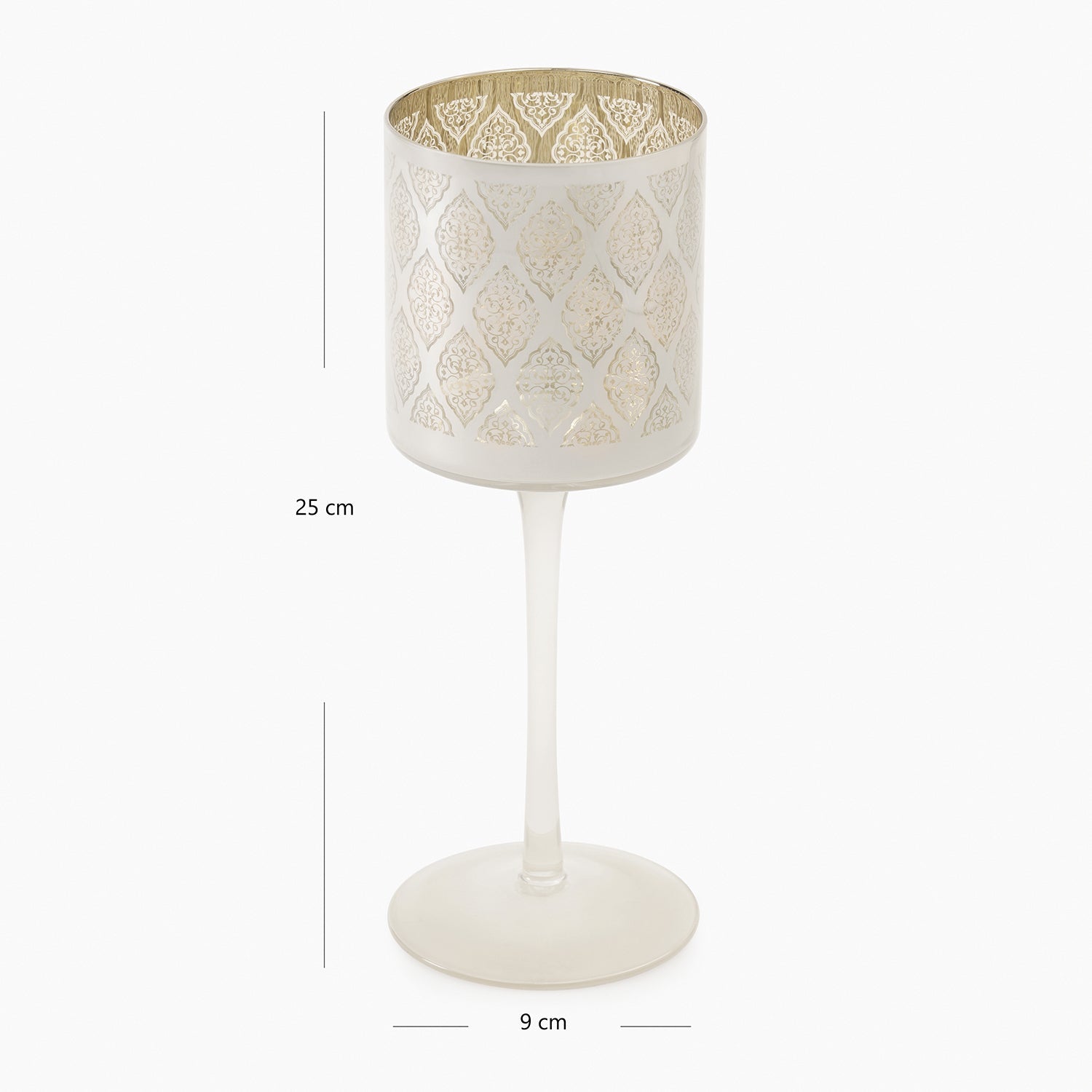 Peral Pattern Glass Stem Candle Holder - Medium