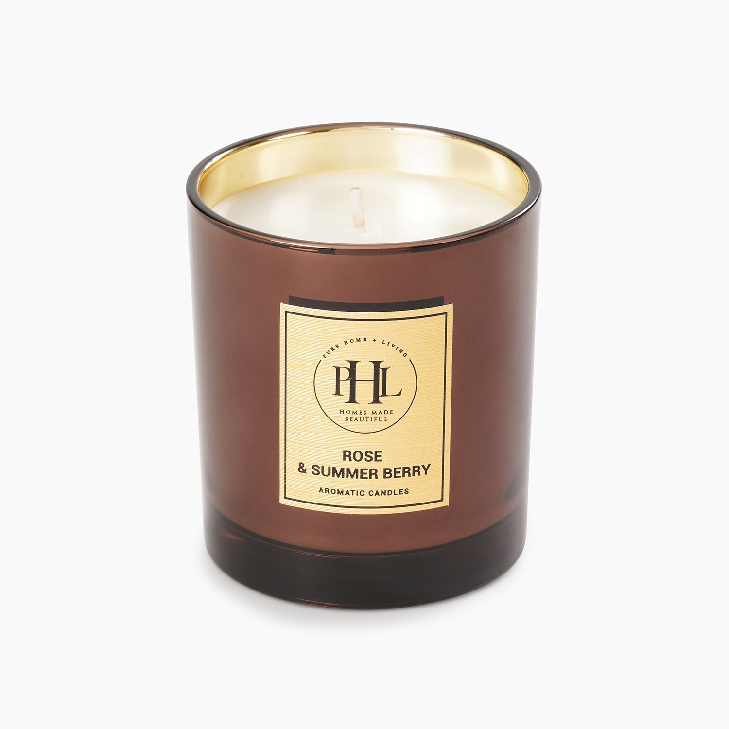 Rose & Summer Berry Glass Jar Candle - Brown