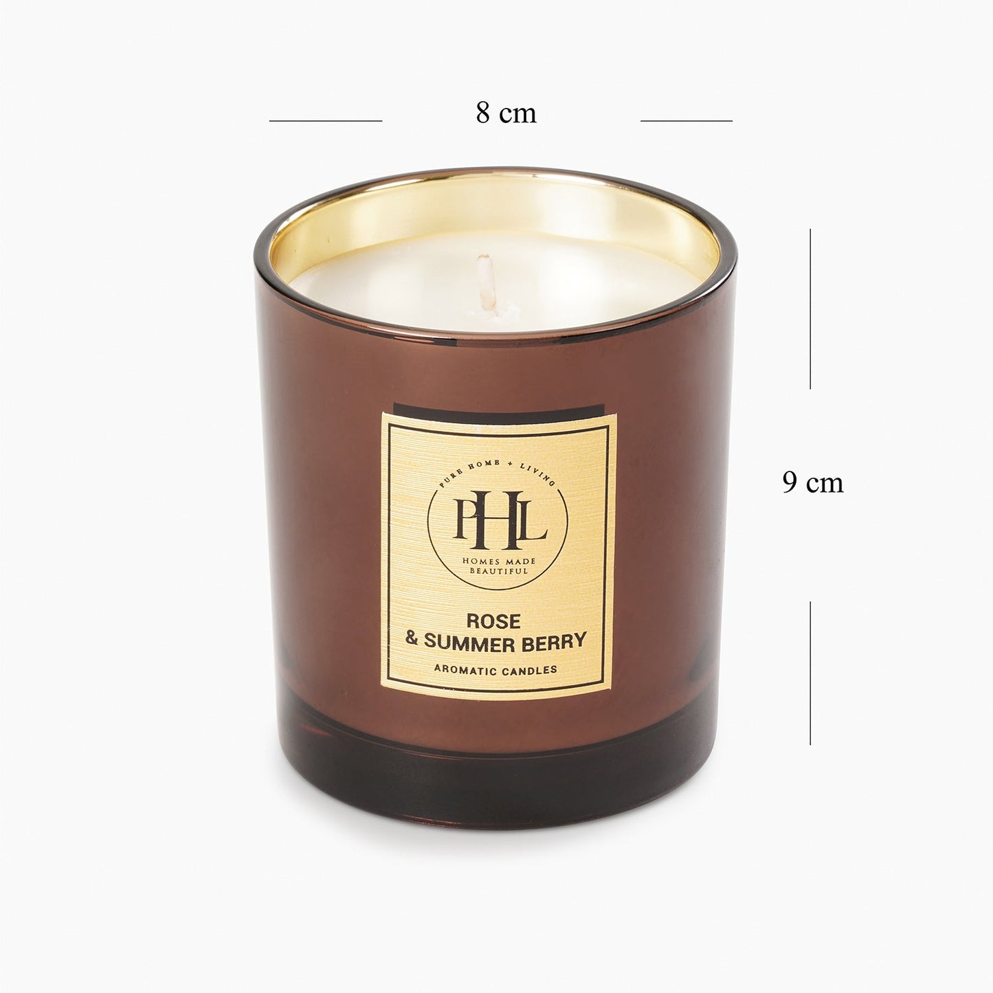 Rose & Summer Berry Glass Jar Candle - Brown