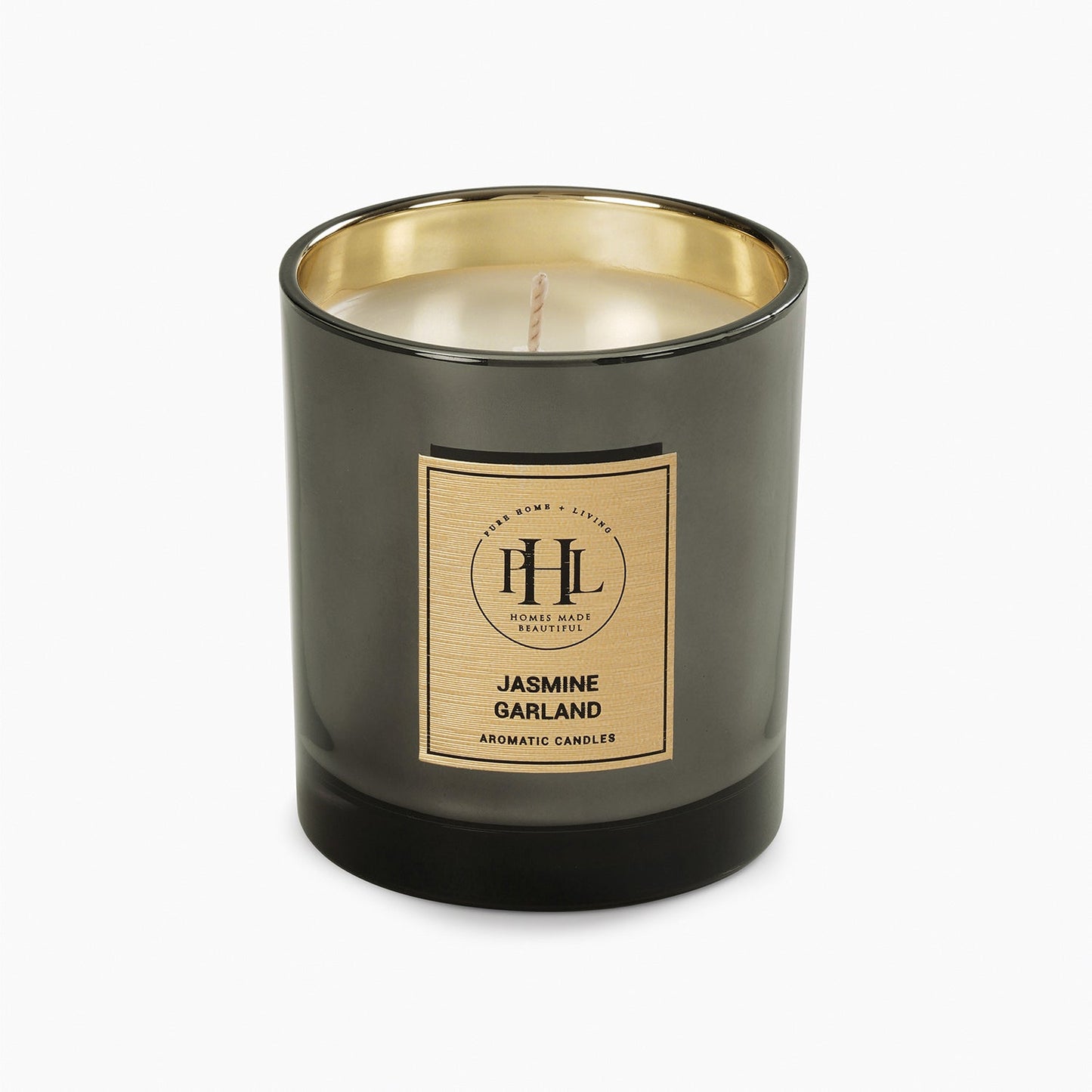 Jasmine Garland Glass Jar Candle - Black