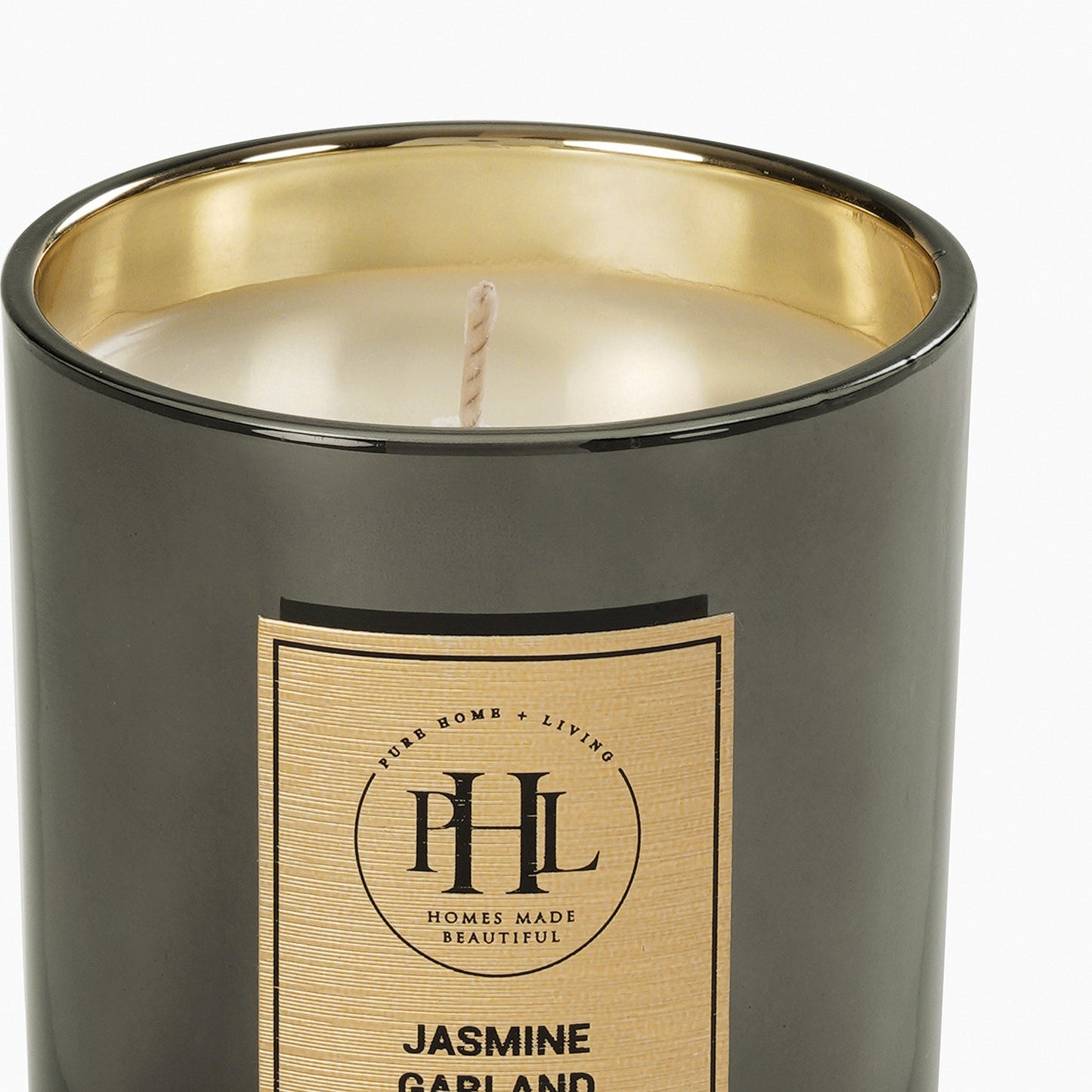 Jasmine Garland Glass Jar Candle - Black