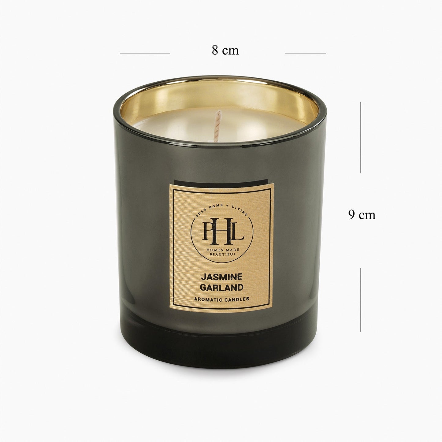 Jasmine Garland Glass Jar Candle - Black