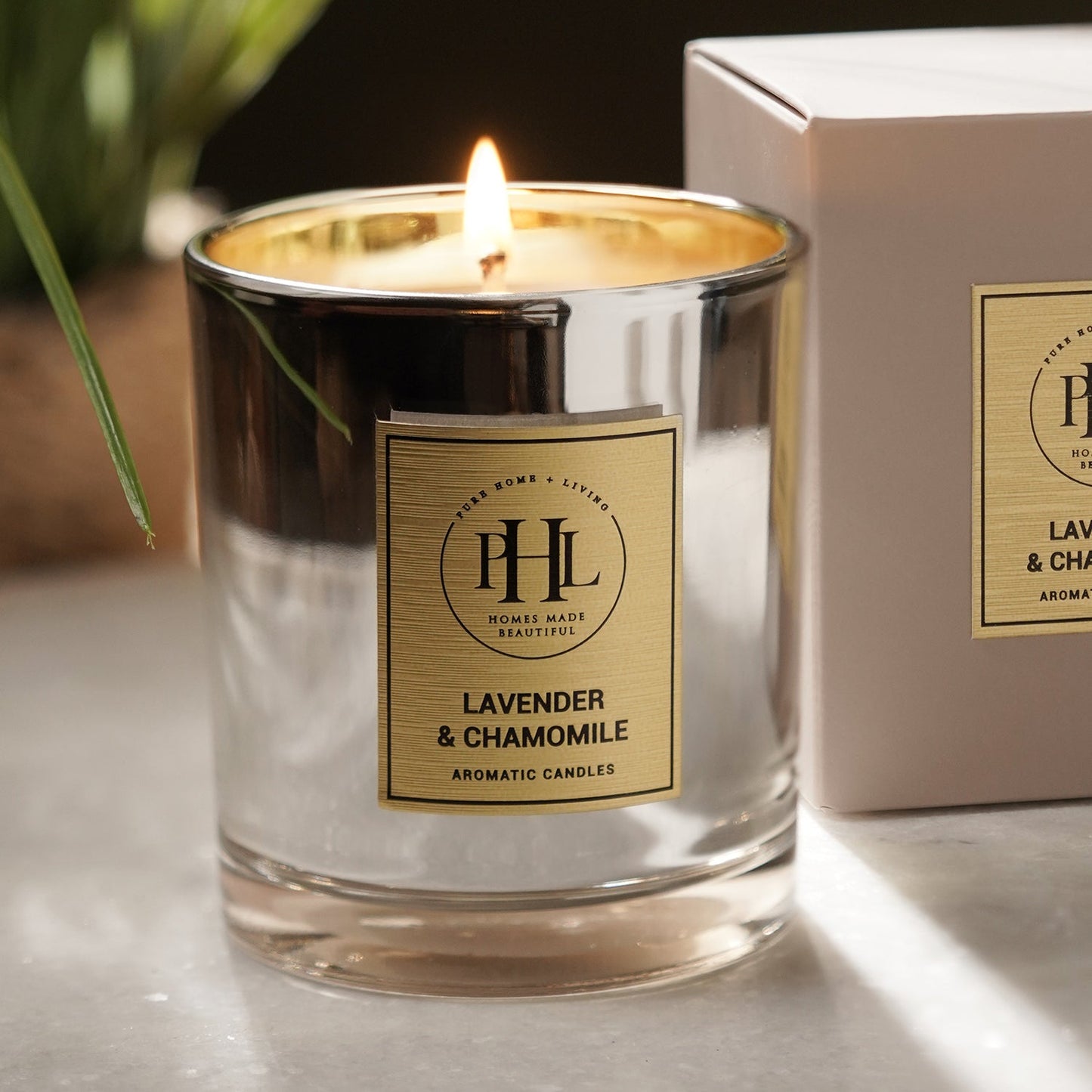 Silver Lavender & Chamomile Glass Jar Candle - Silver