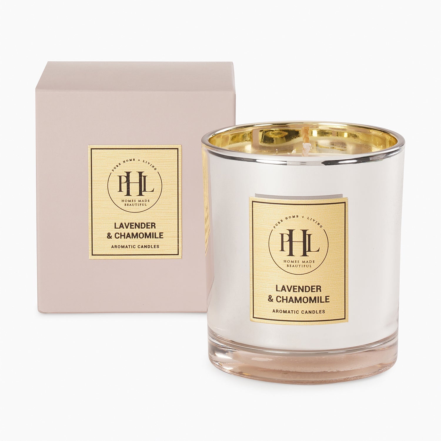 Silver Lavender & Chamomile Glass Jar Candle - Silver