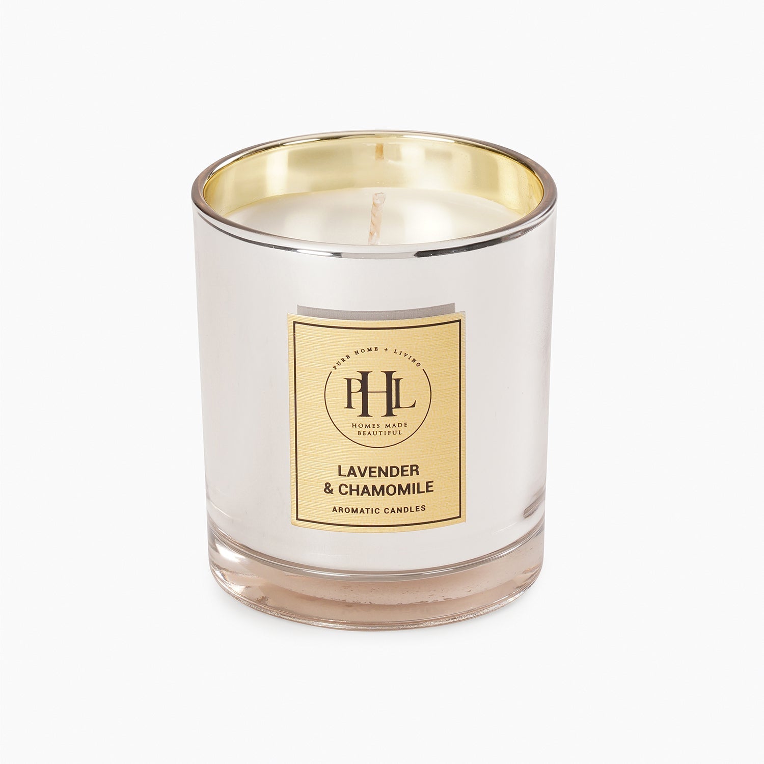 Silver Lavender & Chamomile Glass Jar Candle - Silver