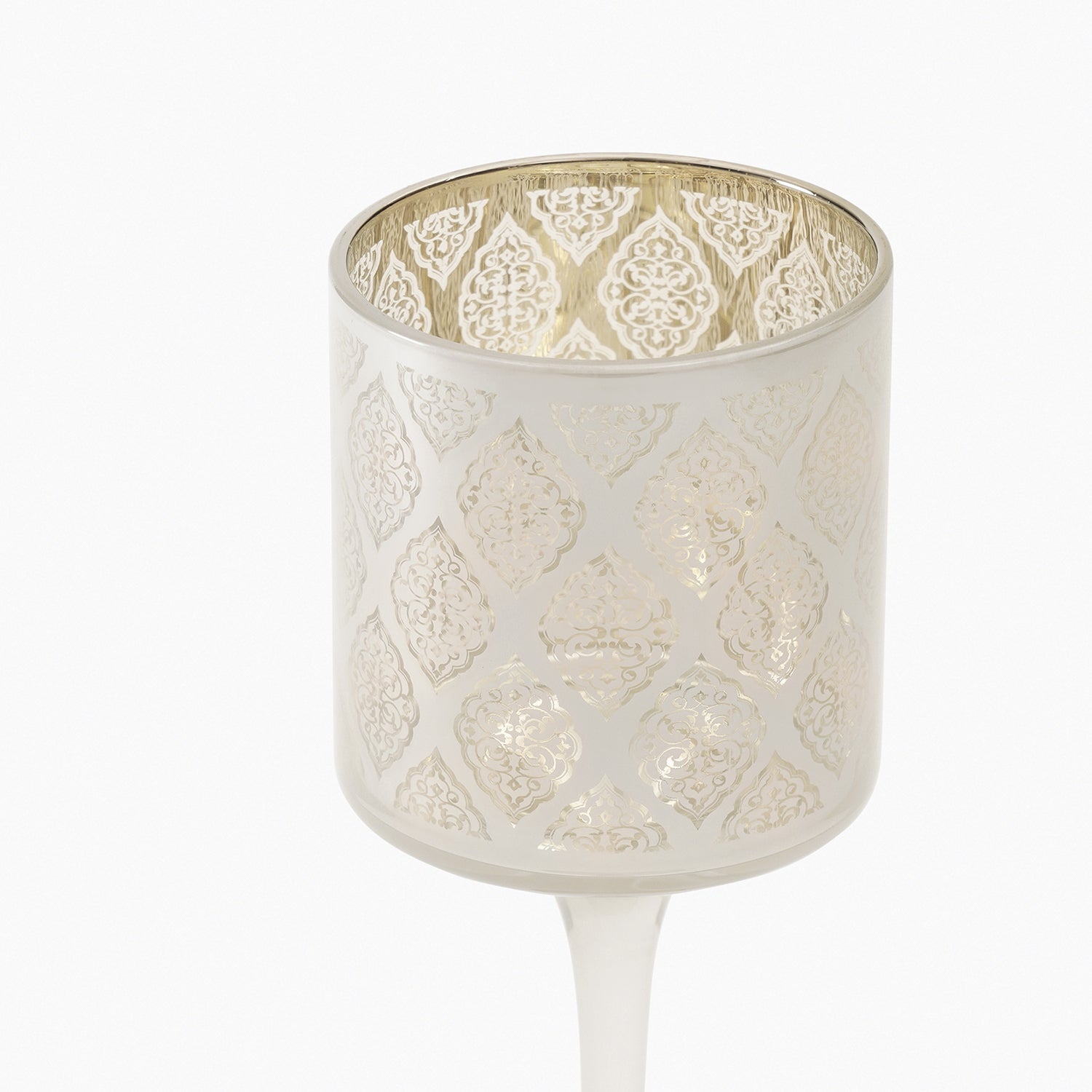 Peral Pattern Glass Stem Candle Holder - Small