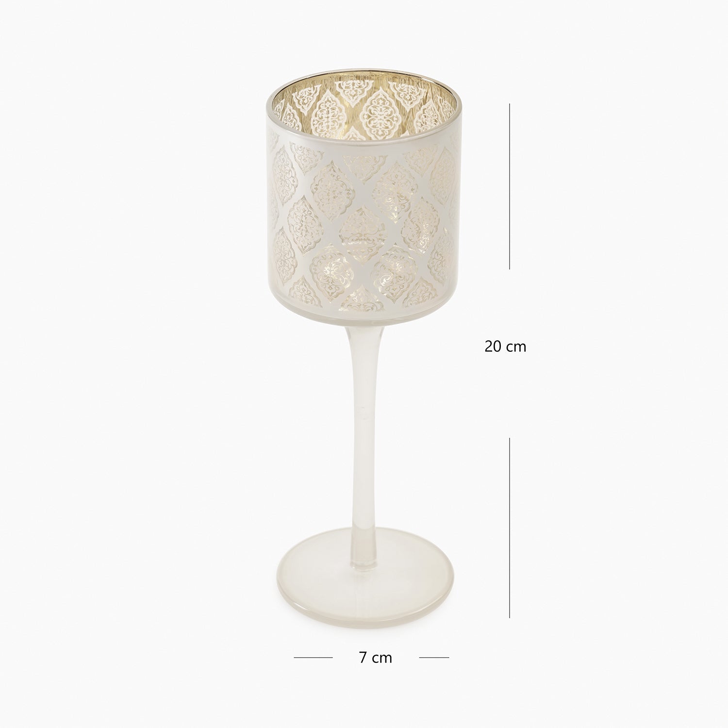 Peral Pattern Glass Stem Candle Holder - Small