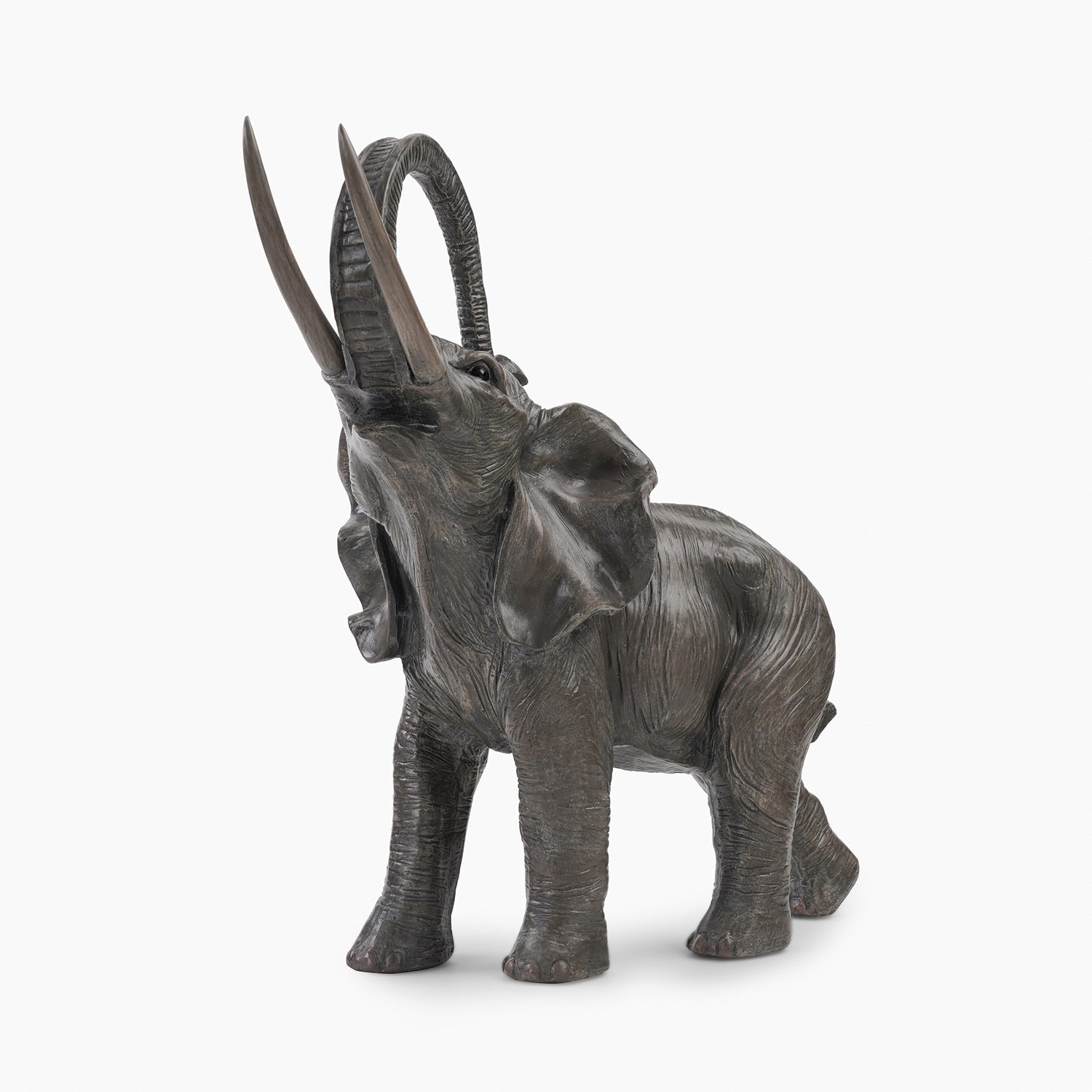 Brown Natural Finish Polyresin Elephant Figurine