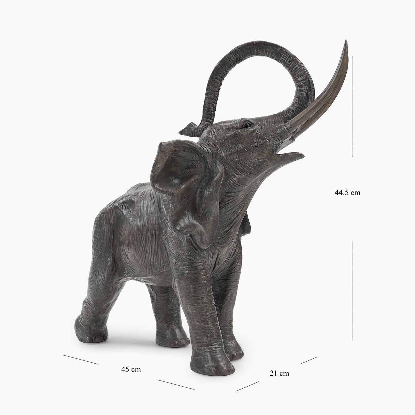 Brown Natural Finish Polyresin Elephant Figurine