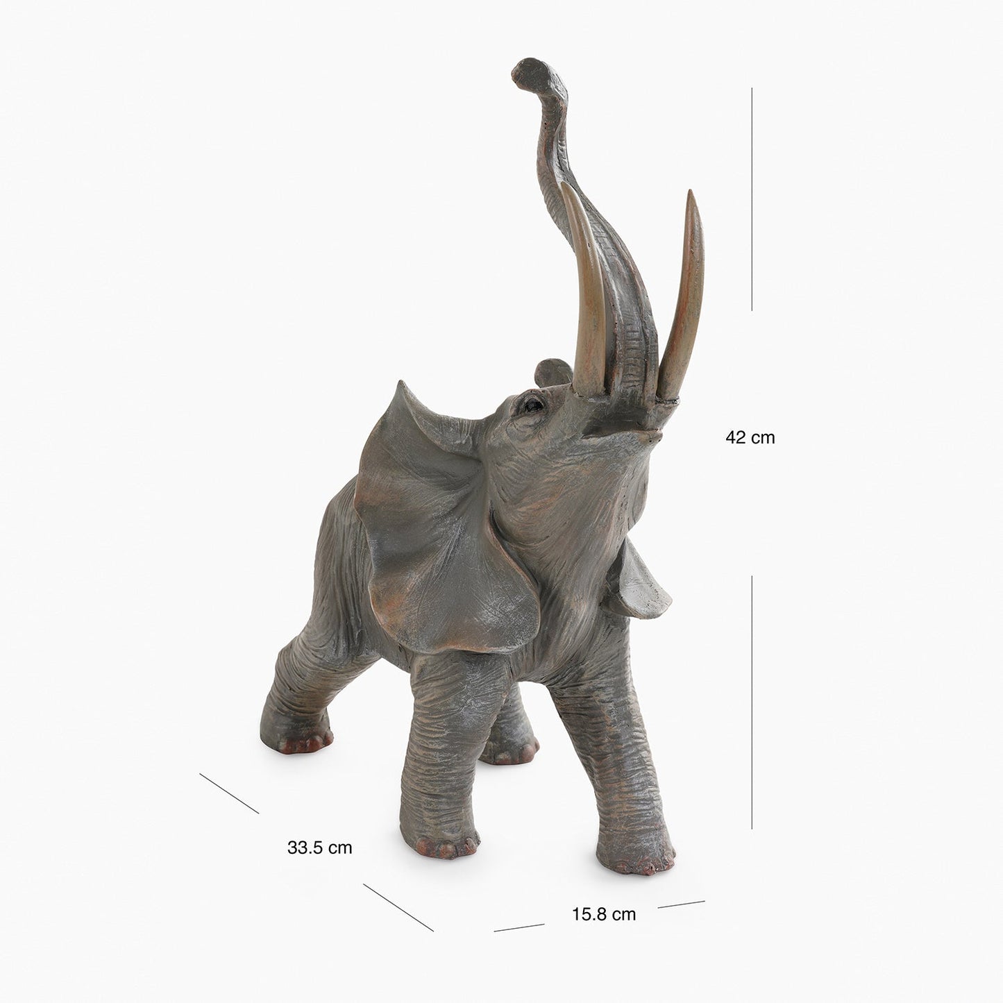 Brown Natural Finish Polyresin Elephant Figurine