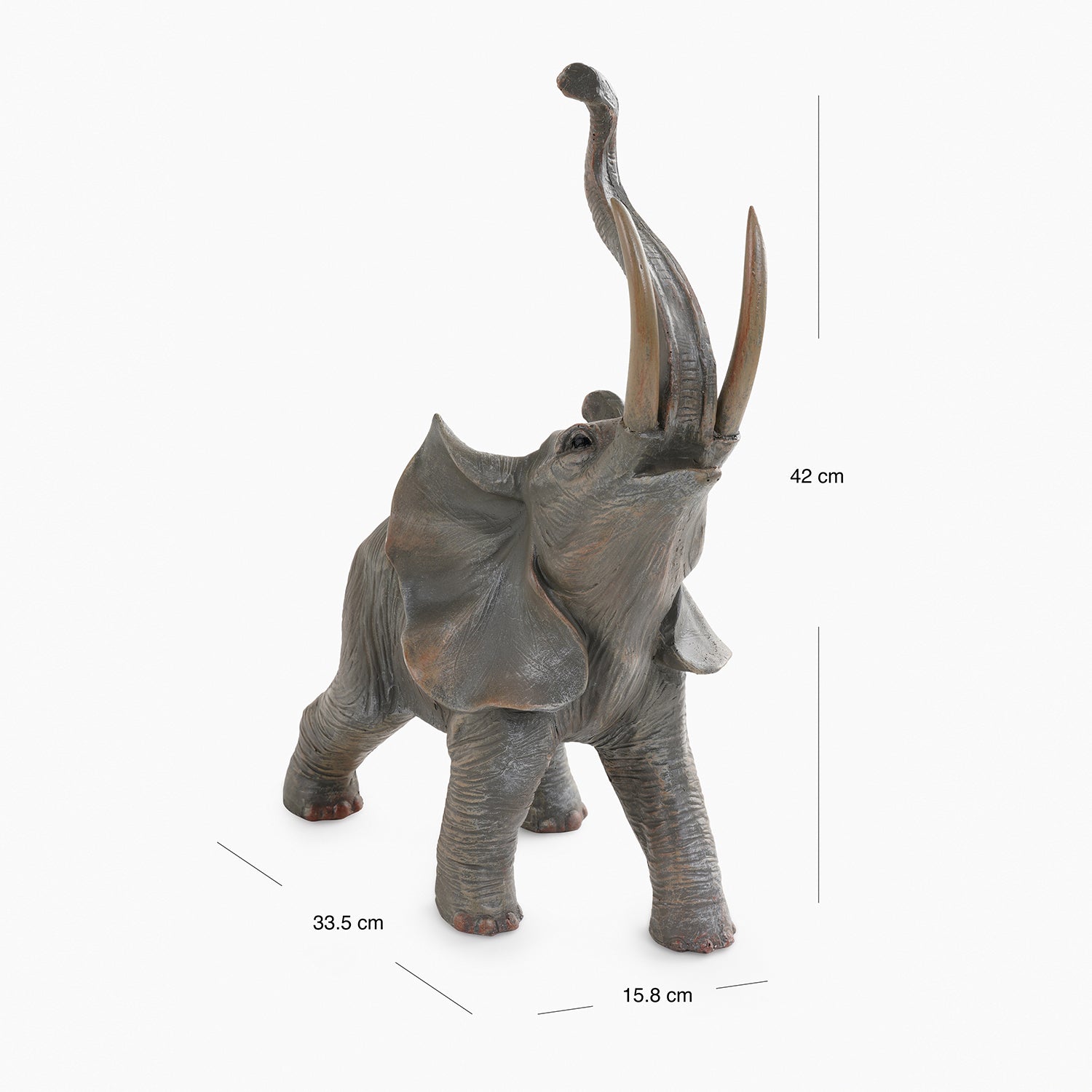 Brown Natural Finish Polyresin Elephant Figurine